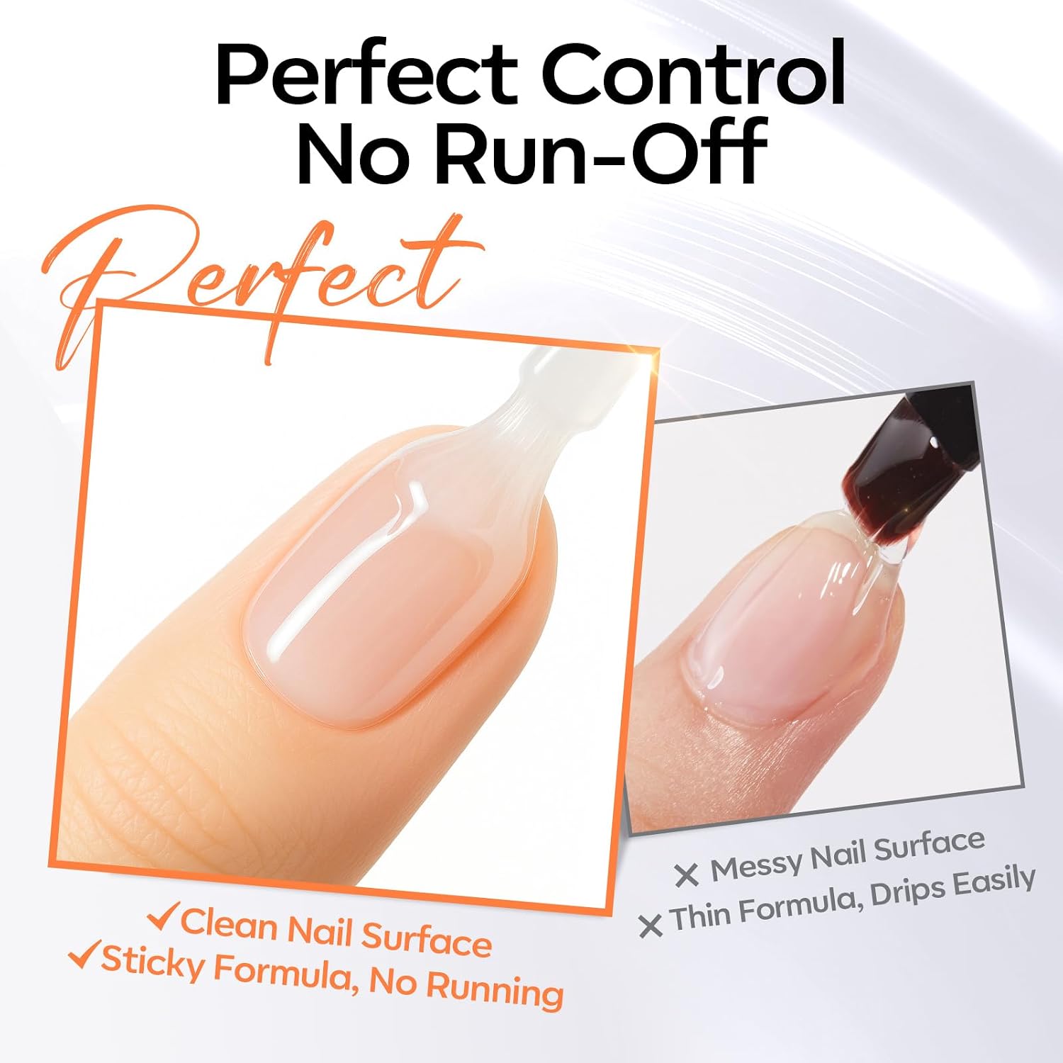 Detalle de modelones Gel Nail Polish Top Base Coat Set (Silky Base + Extra Glossy No Wipe Top Coat), Clear Gel, 15 mL