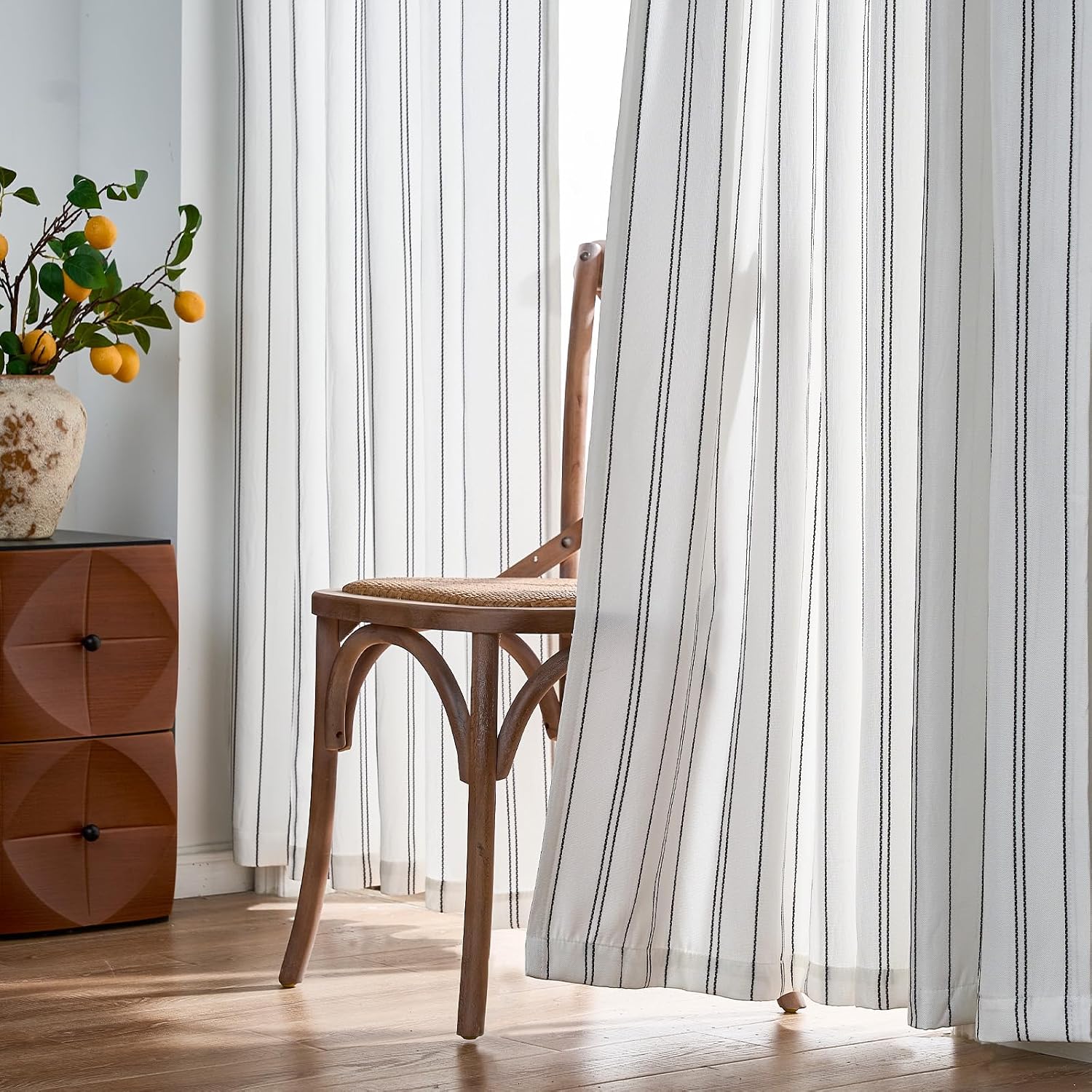 Thumbnail 4 de jinchan White Yellow Striped Curtains 108 in length 🪟