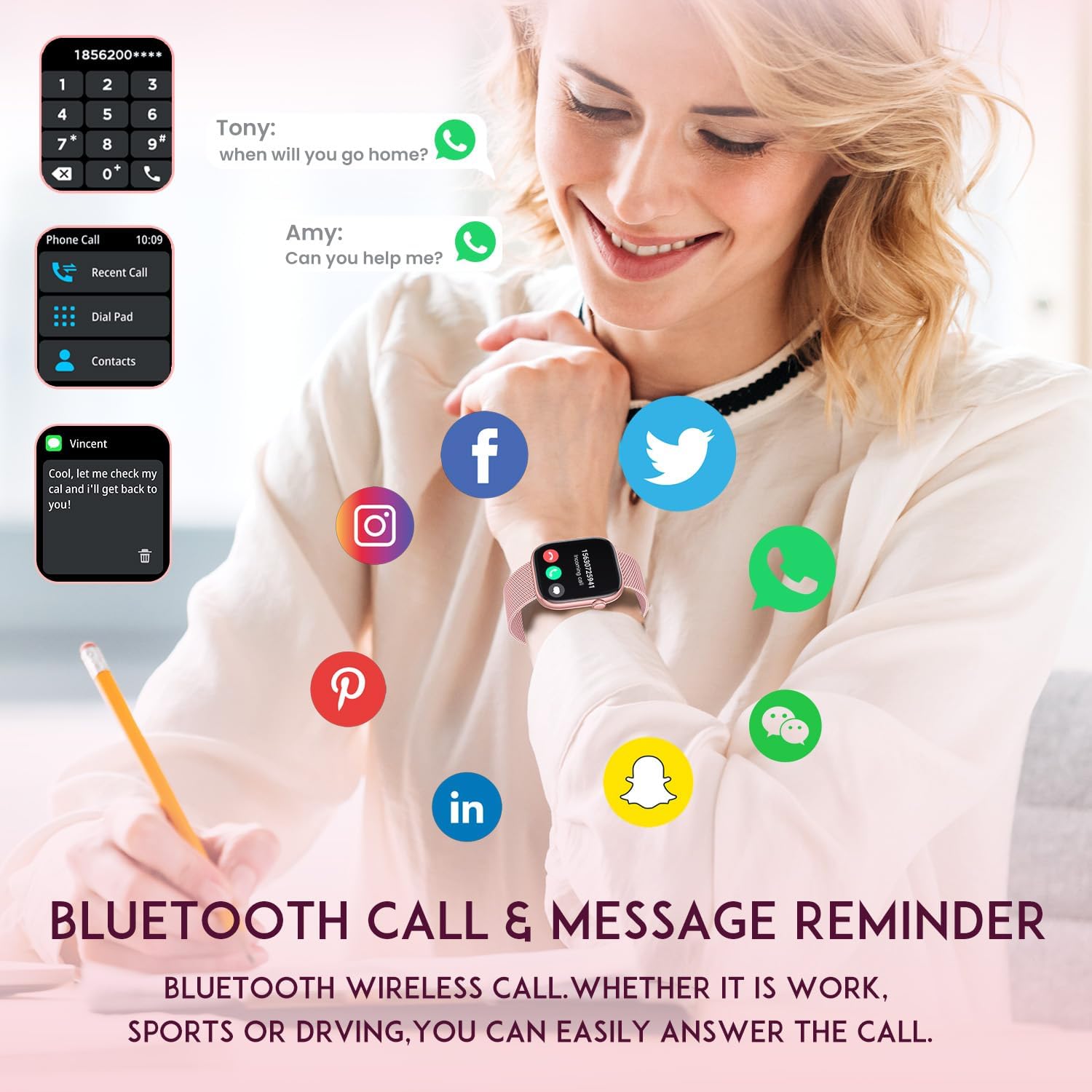 Thumbnail 1 de Smartwatch Donna con Chiamate Bluetooth e Quadrante Dinamico da 1,83" – stile, salute e connettività