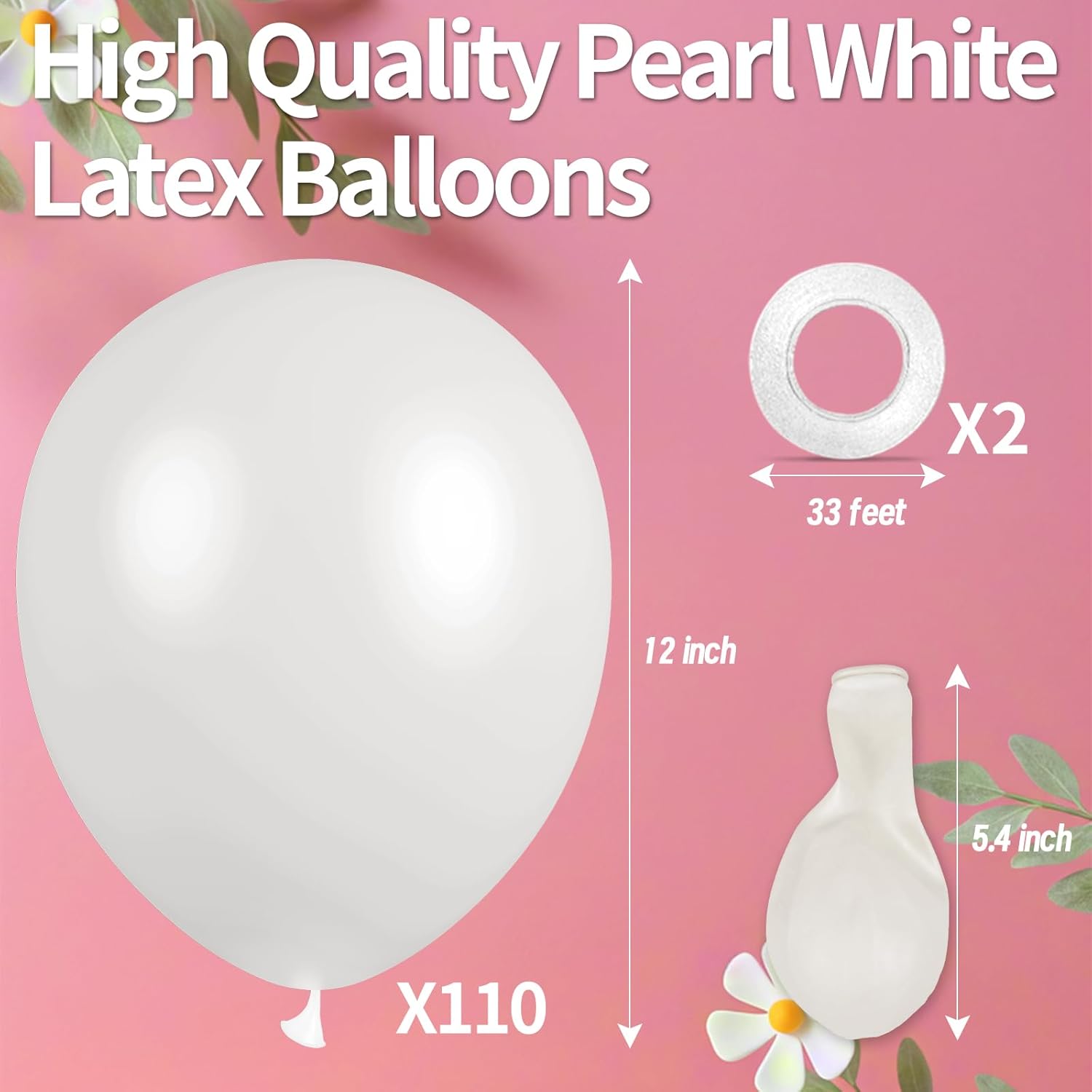 Thumbnail 1 de KAWKALSH Pearl White Balloon 110pcs 🎈