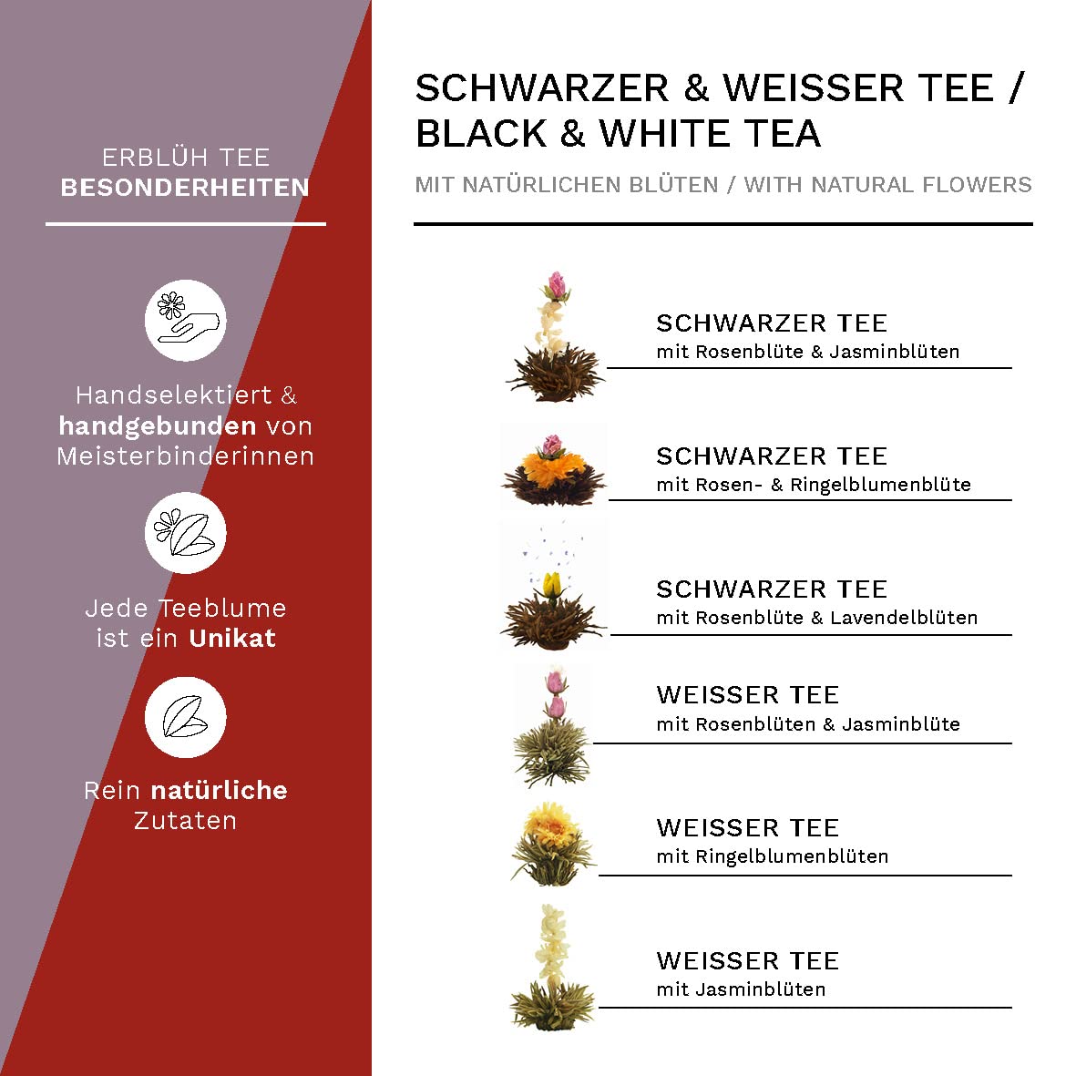 Detalle de Creano Teeblumen Geschenkset 8-teilig mit Teekanne und Teeblumen