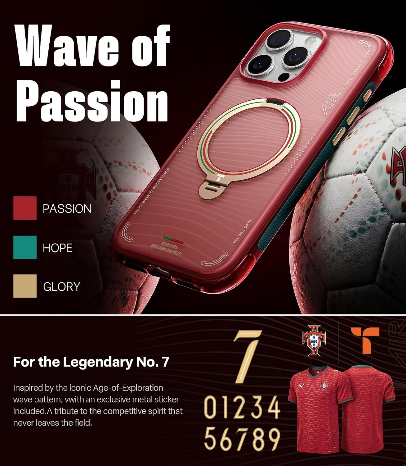 Thumbnail 2 de TORRAS Ostand Q3 Air Portugal Edition iPhone 16 Pro Case with 360° Stand