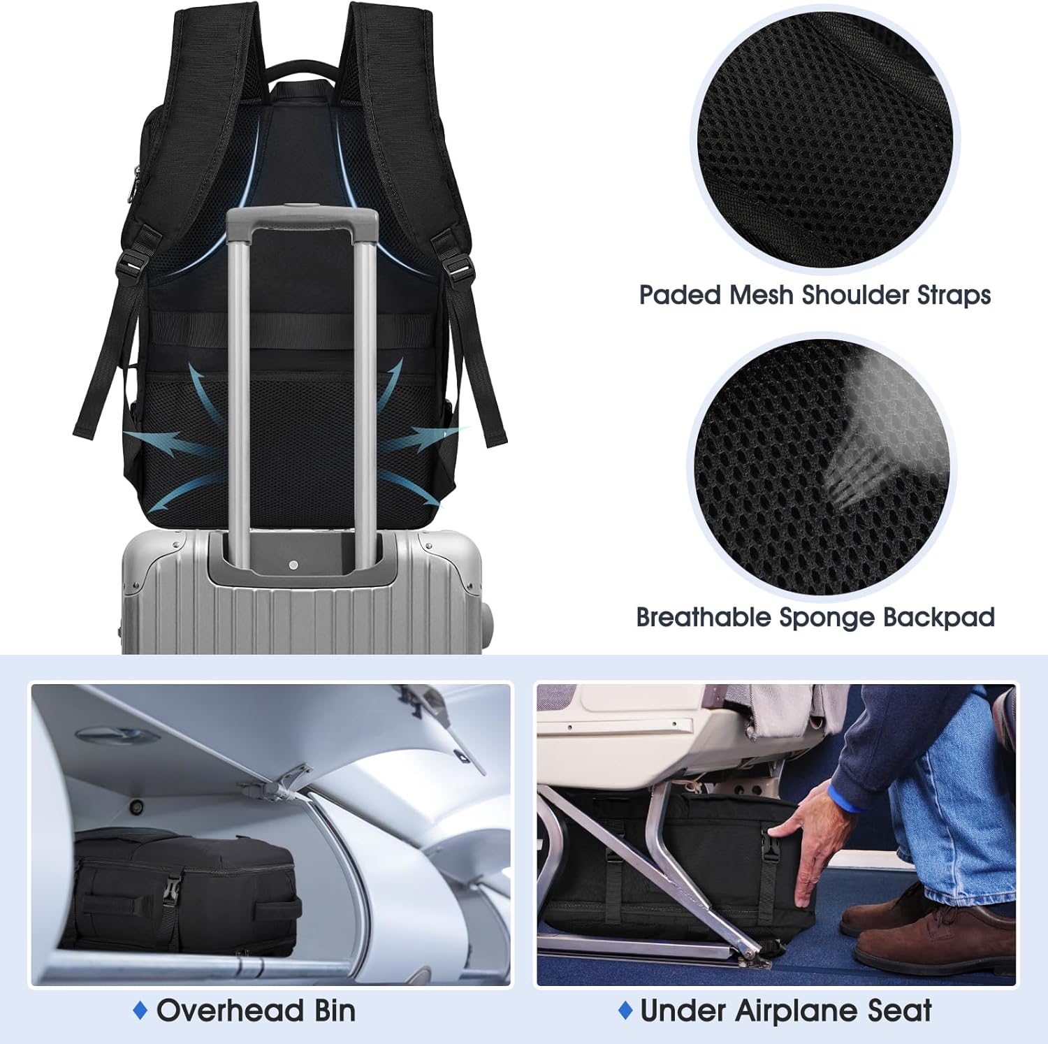 Detalle de IGOLUMON Rucksack Herren großer Laptop 17,3 Zoll – 40L, TSA-Check & Wasserdicht