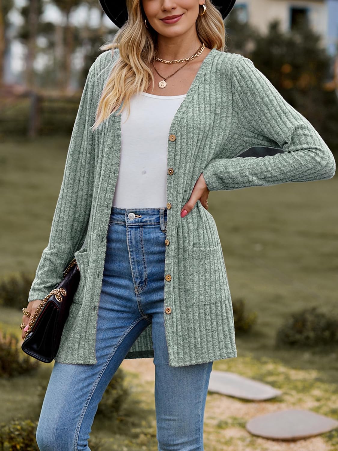 Detalle 2 de MYCOLORBLUE Alte Zeiten Strickjacke Damen