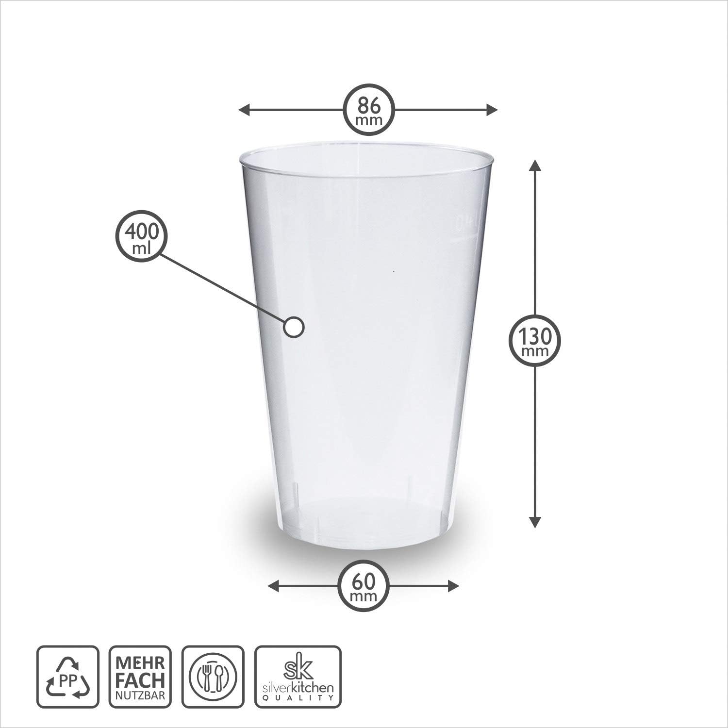 Thumbnail 6 de Silverkitchen 4037-004 Reusable 400 ml Cocktail Cups, Hard Plastic