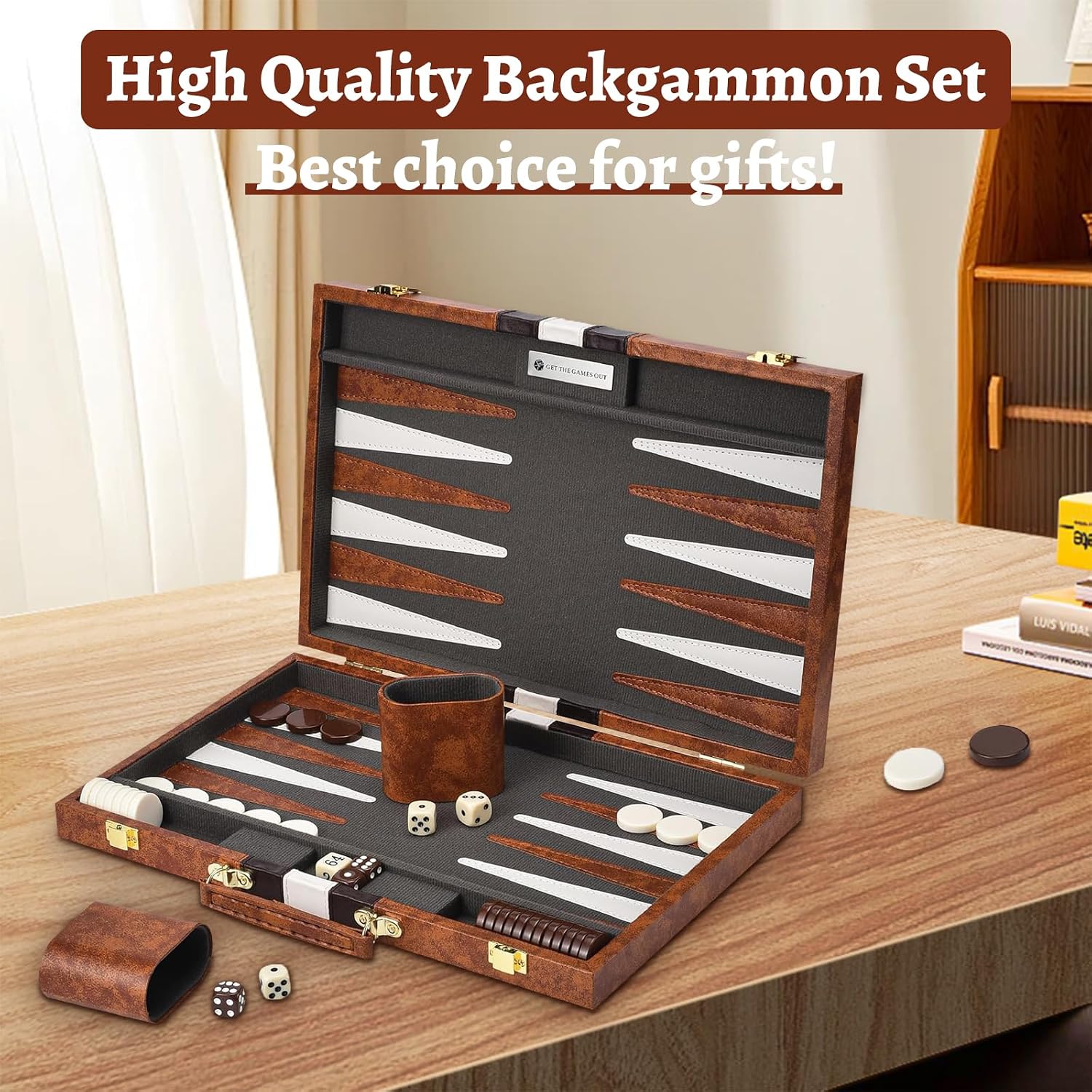 Thumbnail 6 de Backgammon Set with Premium Leather Case – 11 Inch Travel Board