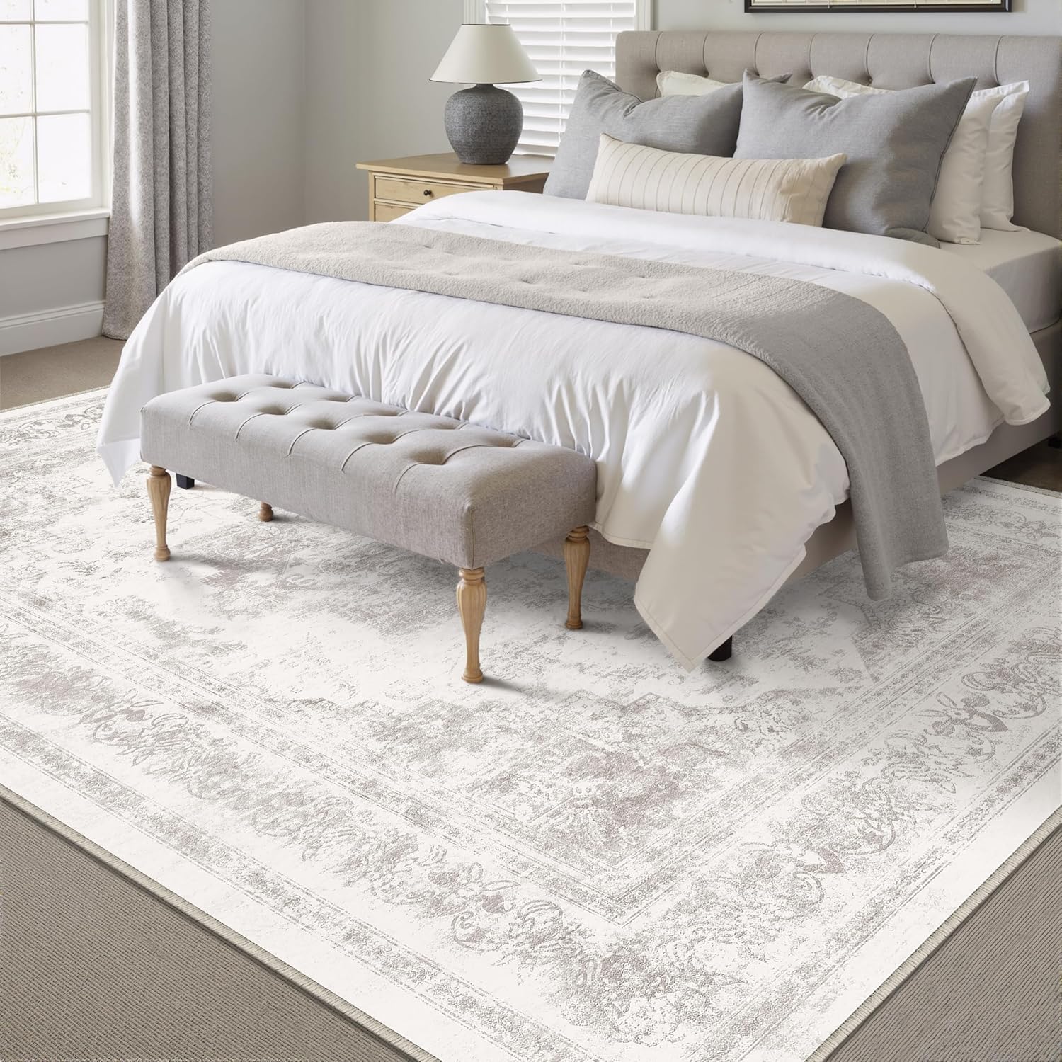 Thumbnail 2 de HUGEAR Vintage Grey Rug 240x300cm | Large, Washable, Non-Slip Living Room Carpet