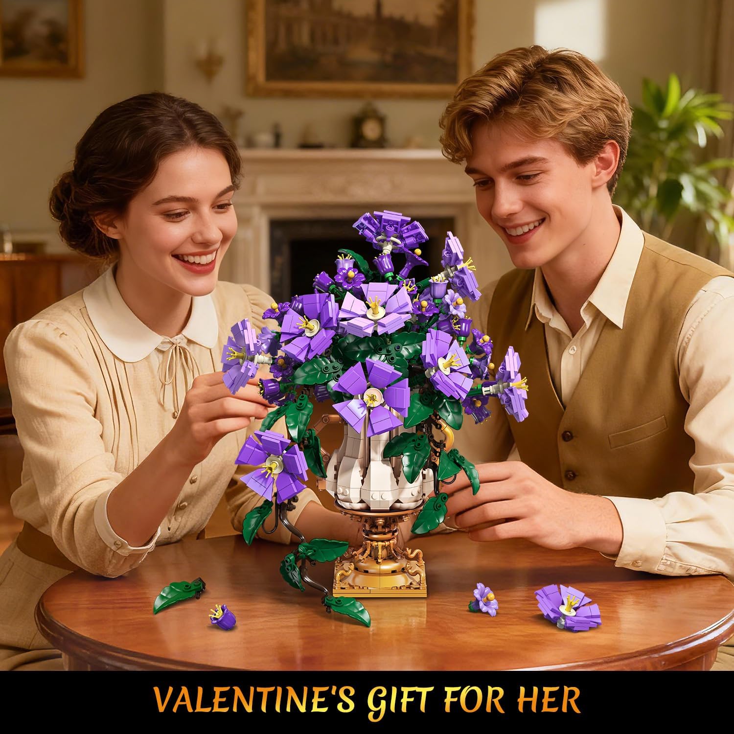 Thumbnail 2 de CUBIMANA Blumen-Bauset mit Vase – 2-in-1 Prunkwinden-Bonsai-Bausteine (1136 Teile)