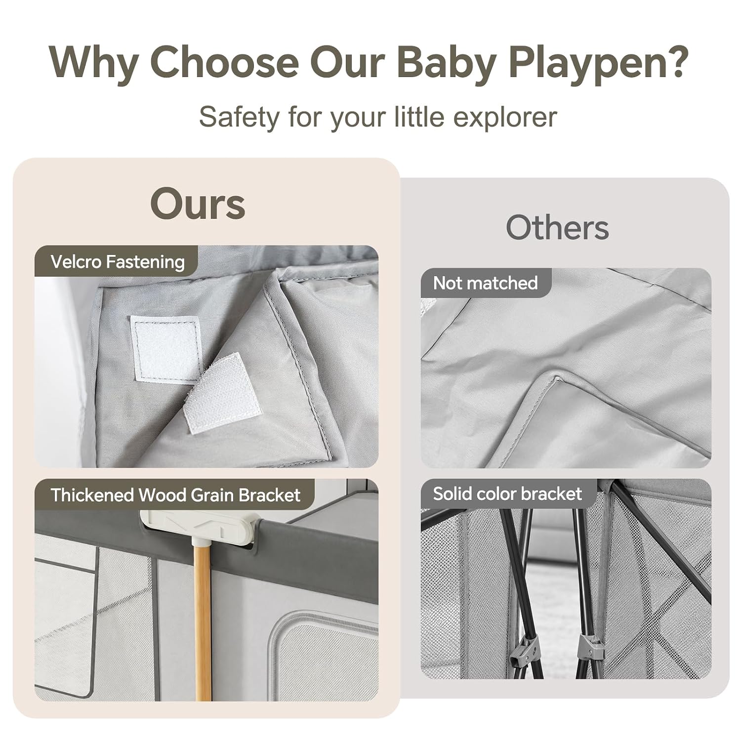 Detalle 2 de JevrJeur 59 x 71 in Foldable Baby Playpen with Mesh Sides and Storage Bag
