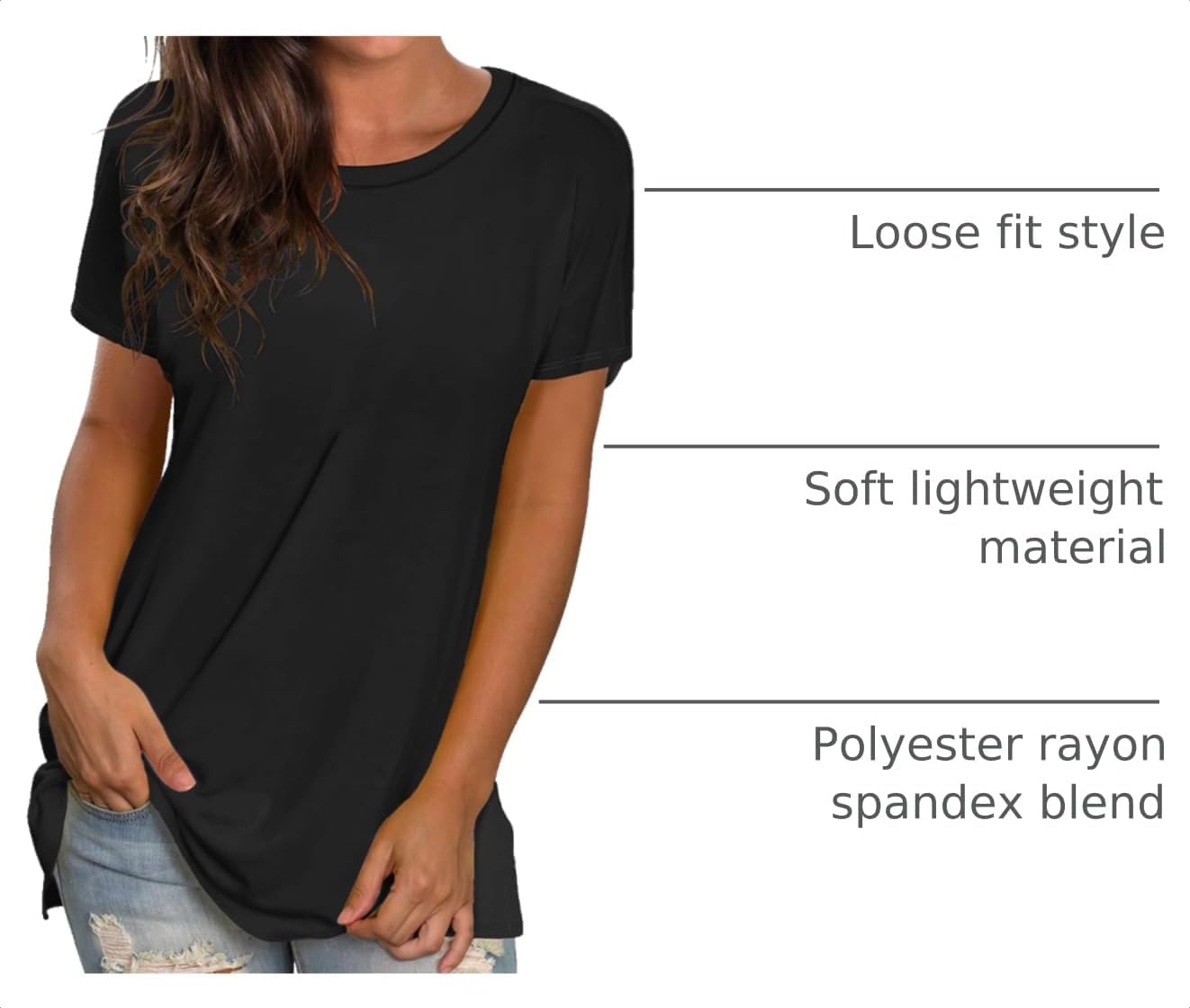 Detalle 2 de Saloogoe Womens Loose Fit Tshirts Short Sleeve 1pc