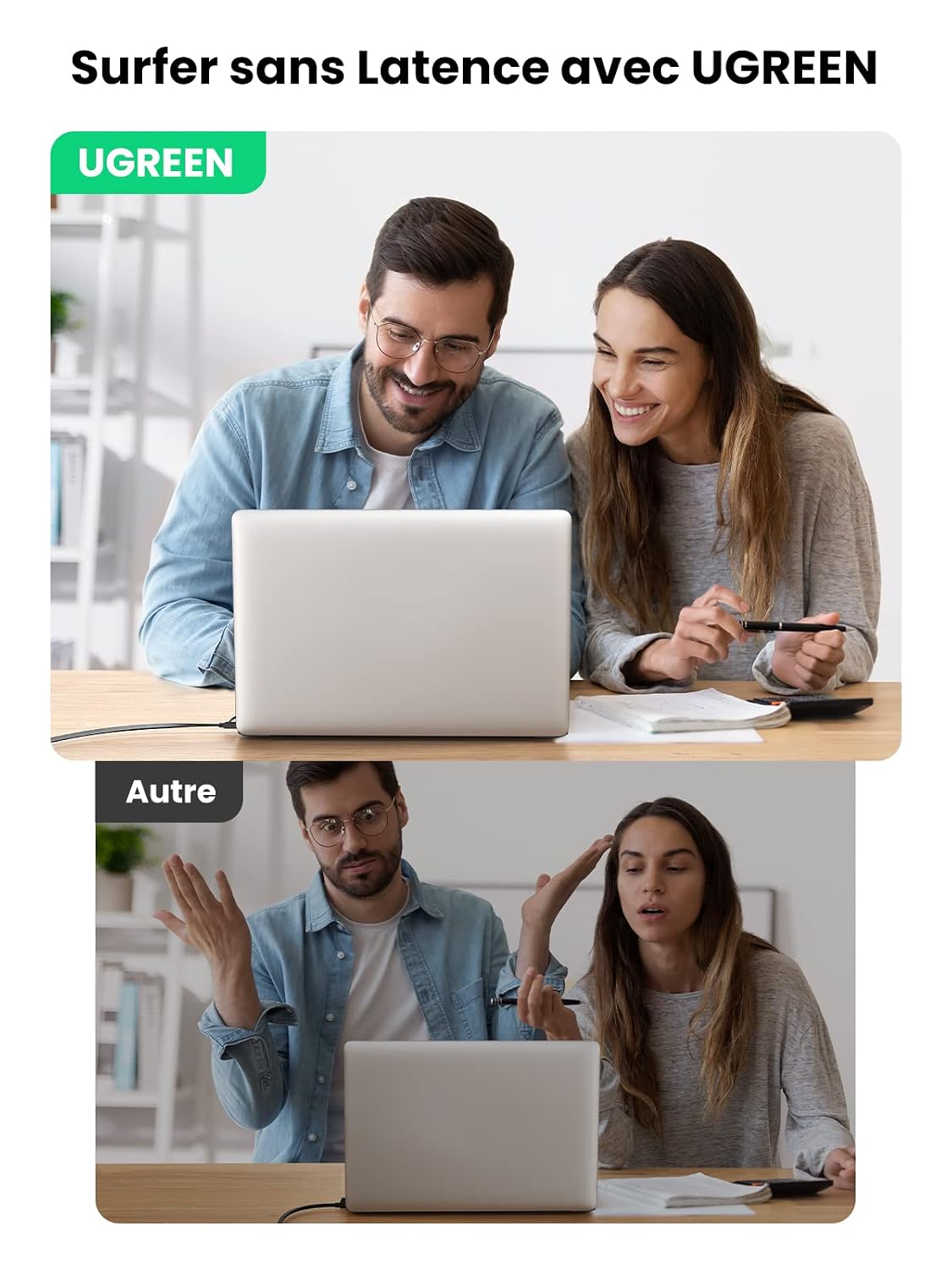 Detalle 2 de UGREEN Cat 7 platte ethernetkabel 10 m, 10 Gbps en 600 MHz