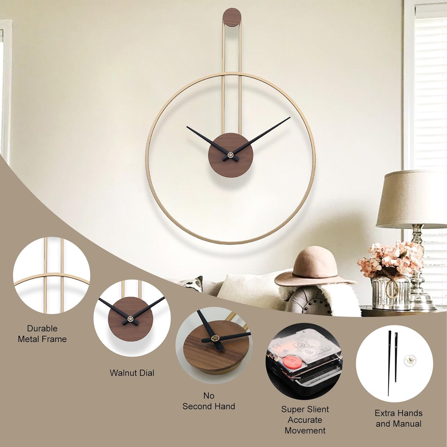 Thumbnail 6 de GANDDOBE Wanduhr 60 cm Gold