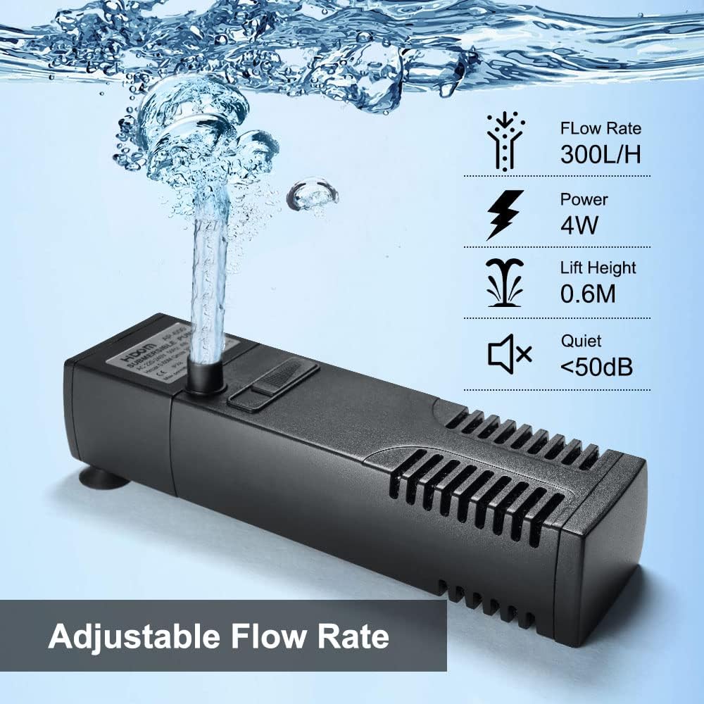 Detalle 2 de flintronic Aquarium Filter 4W – Innenfilter mit einstellbarem Durchfluss, 300 L/H, 60 L Aquarium