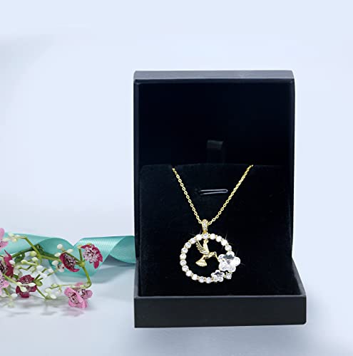 Thumbnail 6 de Finrezio Collier Pendentif Colibri Plaqué Or 18 Carats – édition féminine