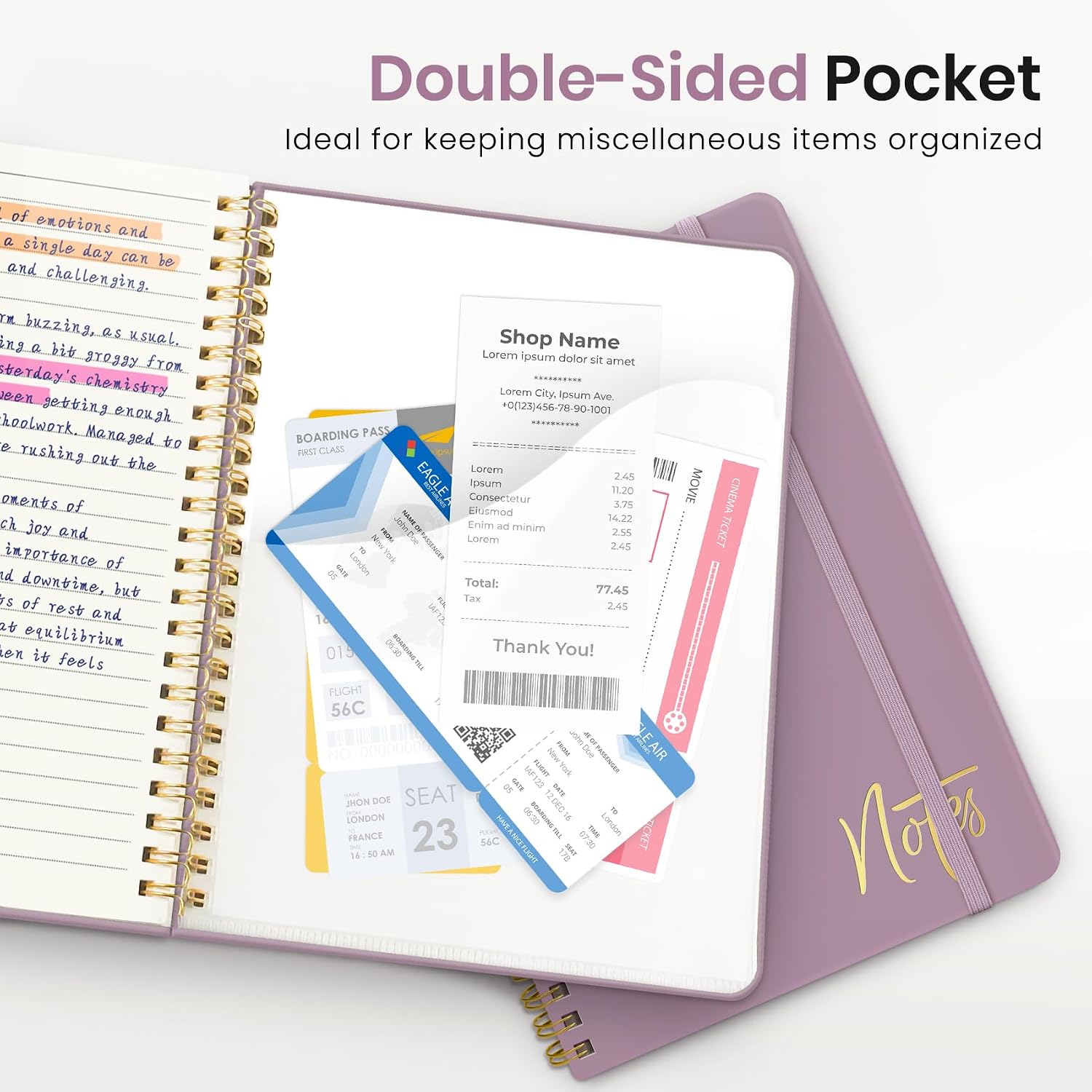 Thumbnail 4 de ZOTIA Lined Spiral Notebook, 5.7" x 7.9", Purple Hardcover, College Ruled