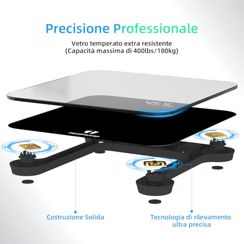 Thumbnail 1 de Healthkeep Bilancia corpo con sensori ad alta precisione in vetro di sicurezza nera