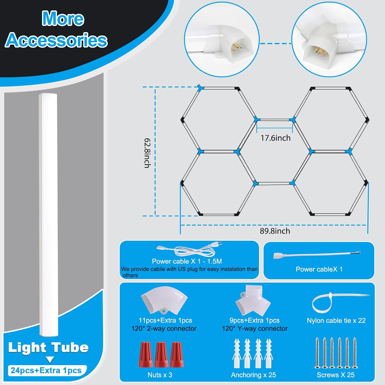Thumbnail 4 de LZHOME CKD-01 Hexagon Garage Light, 5 Grids, 26,400 Lumens, 5000K