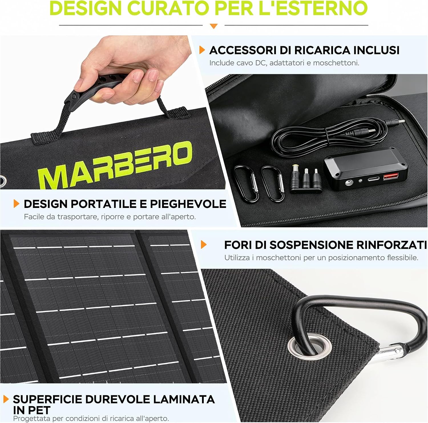 Thumbnail 6 de MARBERO Pannello Solare Portatile 30W: carica in movimento con uscita versatile e robusto design