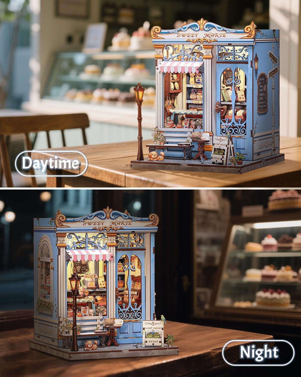 Thumbnail 4 de CUTEBEE Book Nook Kit for Adults – Sweet Marie Miniature Blue Candy Shop with LED Light