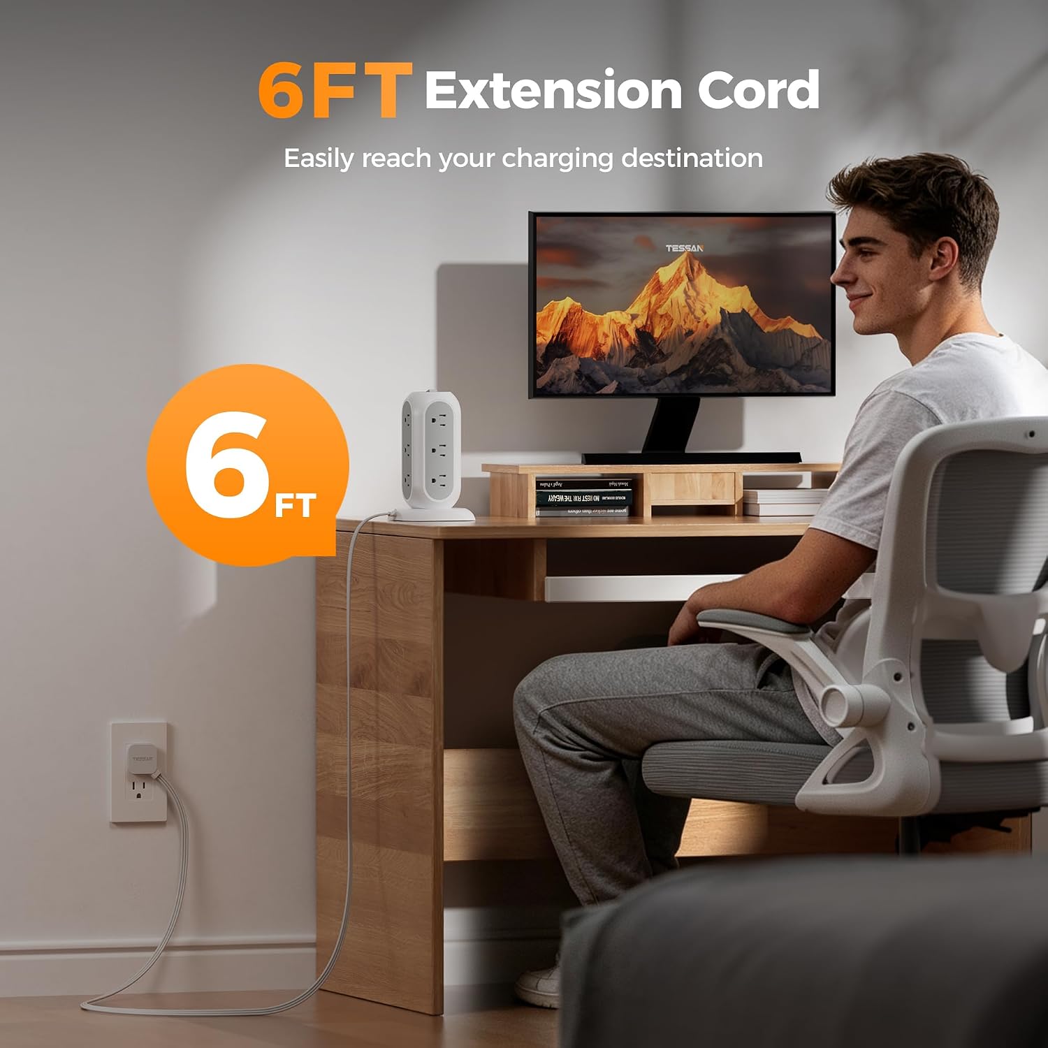 Thumbnail 6 de TESSAN TPS02-US Tower Power Strip, 11 Outlets, 3 USB Ports, 1050J