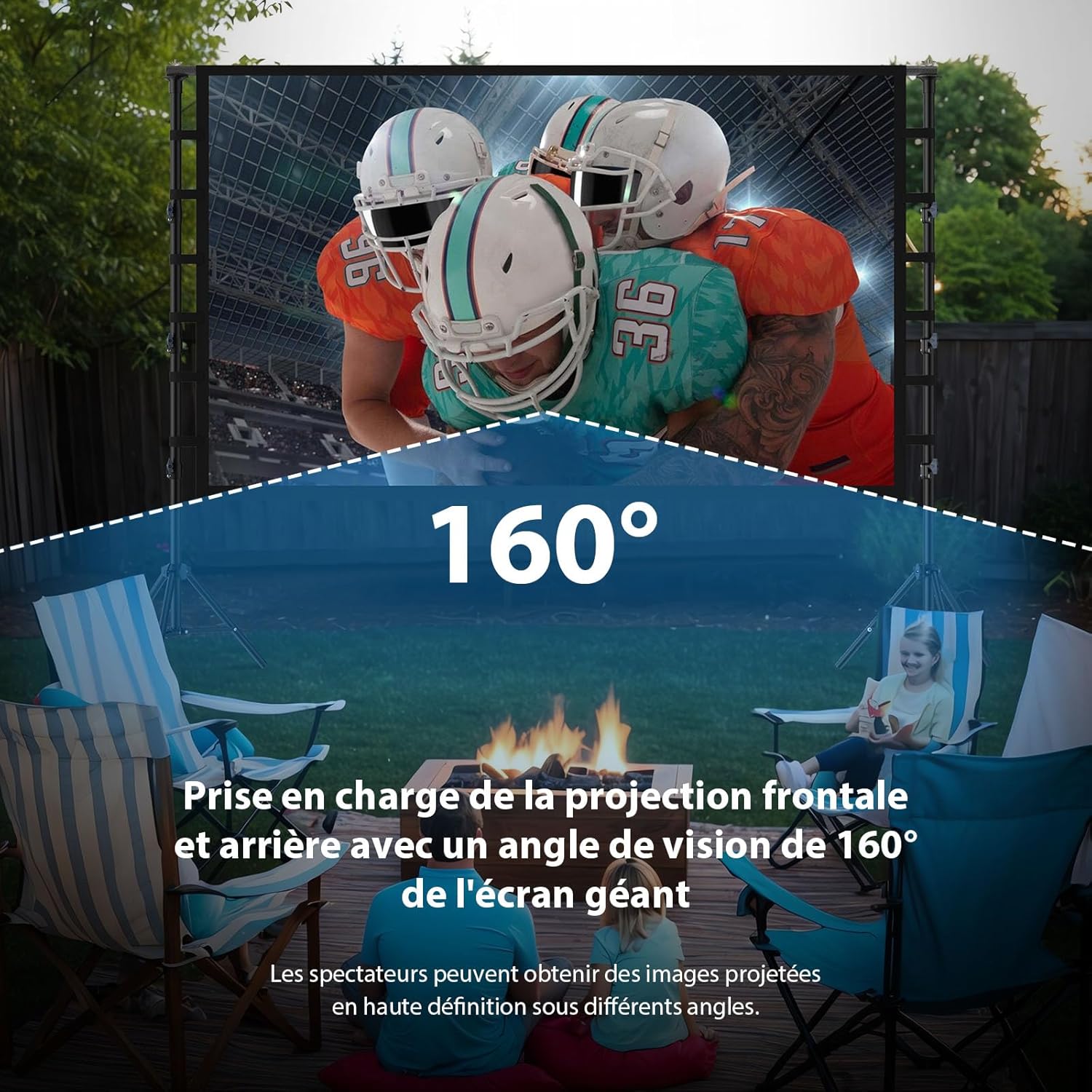 Thumbnail 3 de Écran de projection 180 pouces LEORFI portable avec support télescopique (16:9, compatible 4K/Full HD)