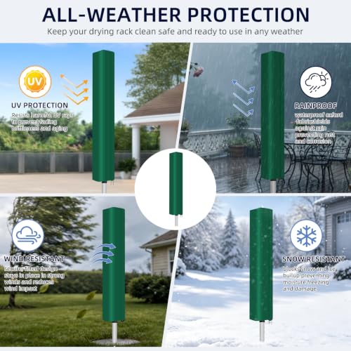 Detalle de Lumora Rotary Washing Line Cover 420D Heavy Duty Waterproof (168x16x16cm) in Green