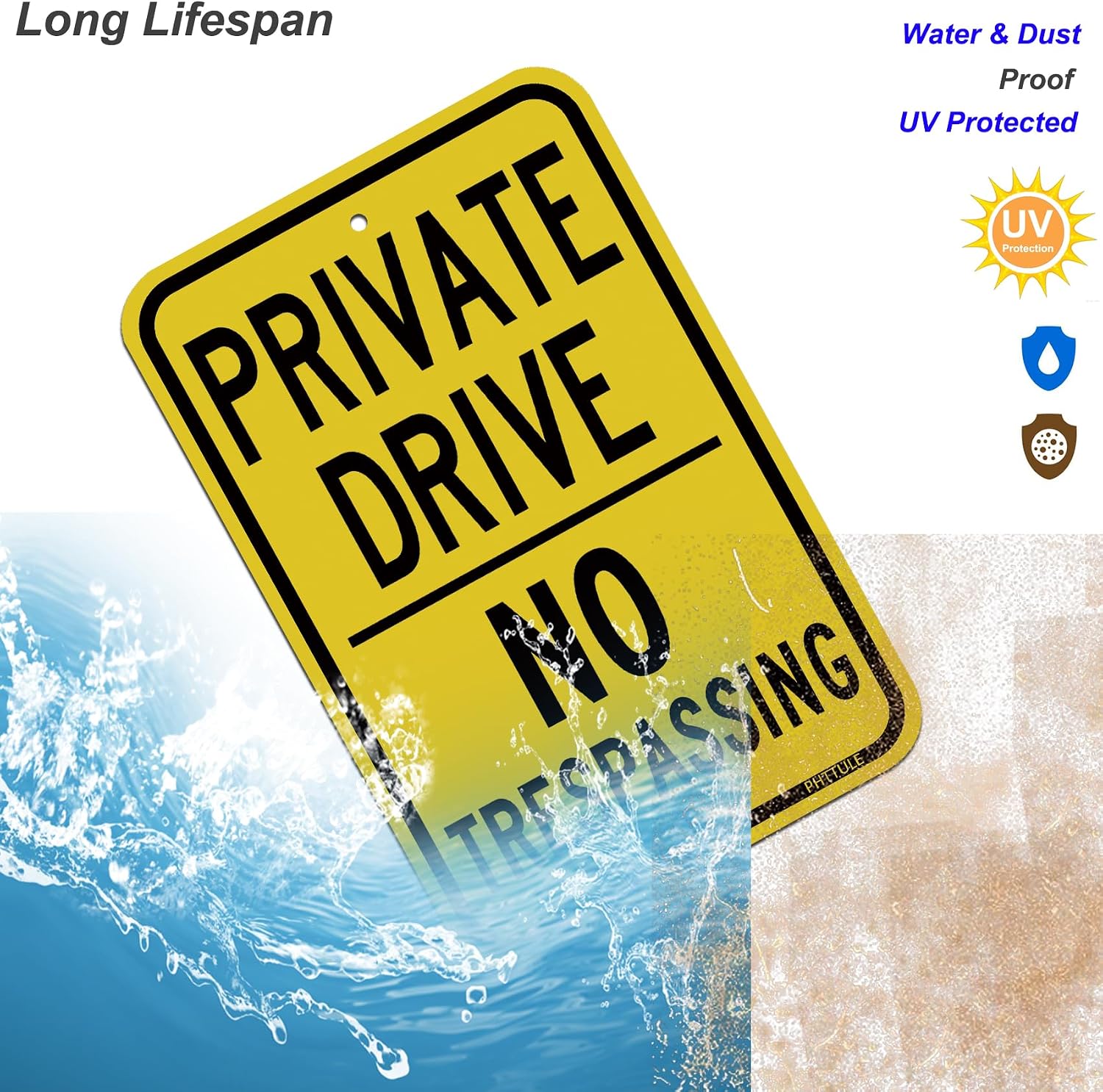 Detalle 2 de PHTTULE Private Drive Sign, 12 x 18 Inches