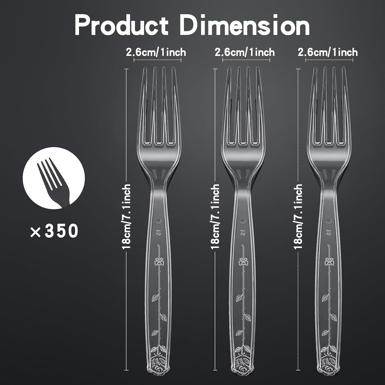 Detalle 2 de 350-Count Clear Extra Heavy-Duty Plastic Forks (BPA-Free), Disposable Party & Everyday Forks