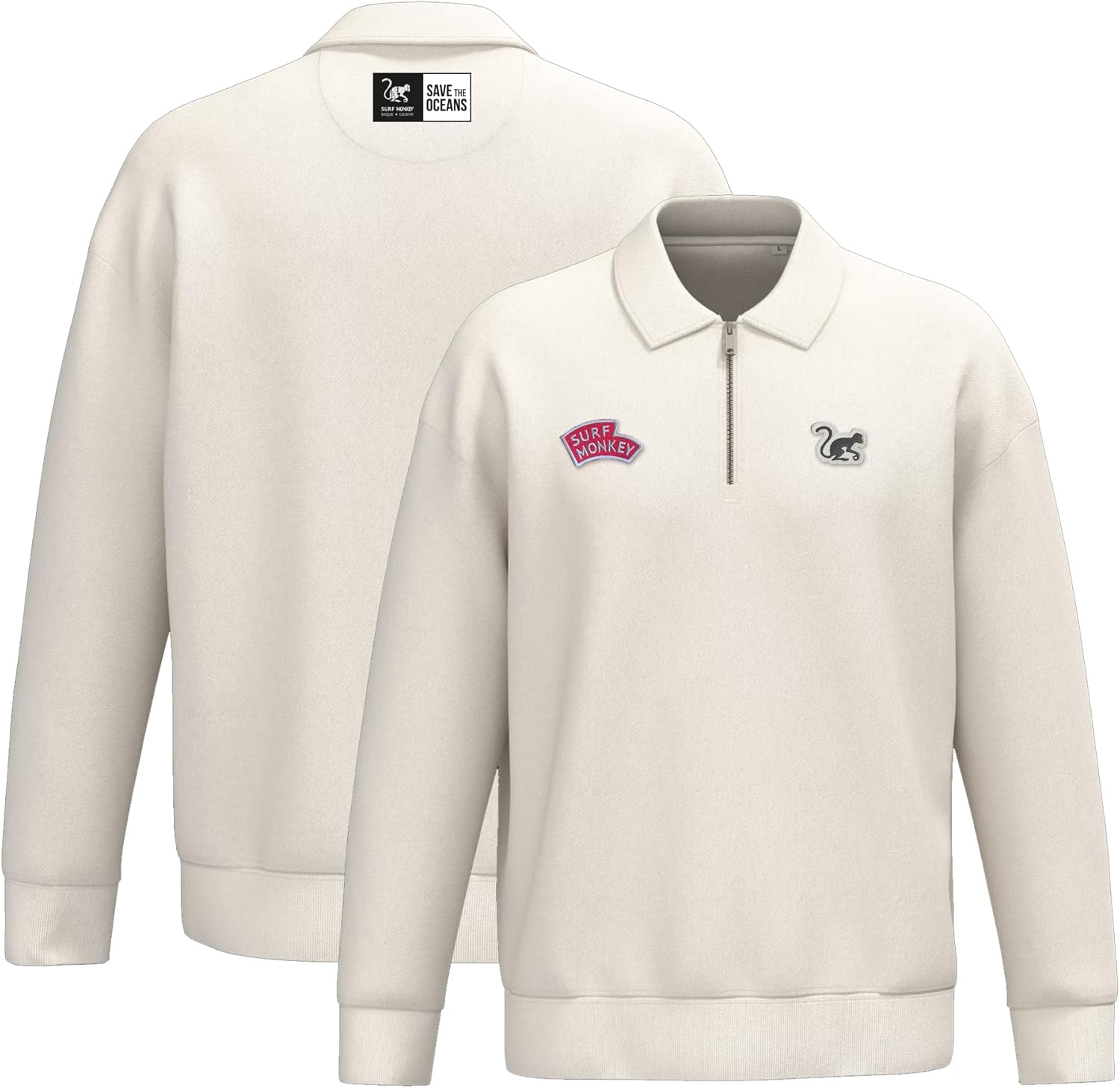Thumbnail 4 de Surf Monkey Felpa 1/4 Zip Collo Polo in Cotone Biologico