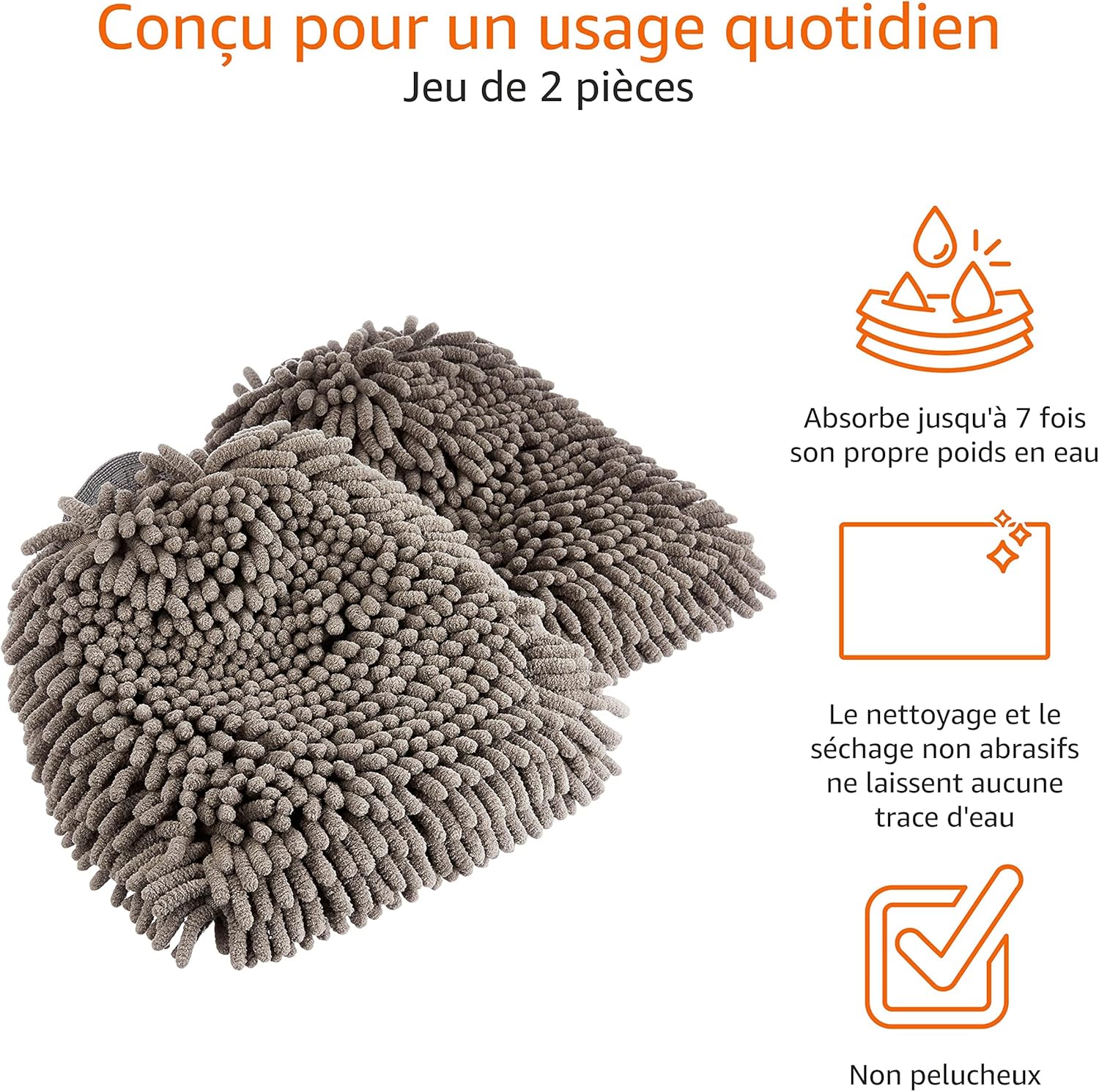 Thumbnail 2 de Amazon Basics Gant de lavage microfibre Chiffon – Pack de 2, 30 × 20 cm, Gris