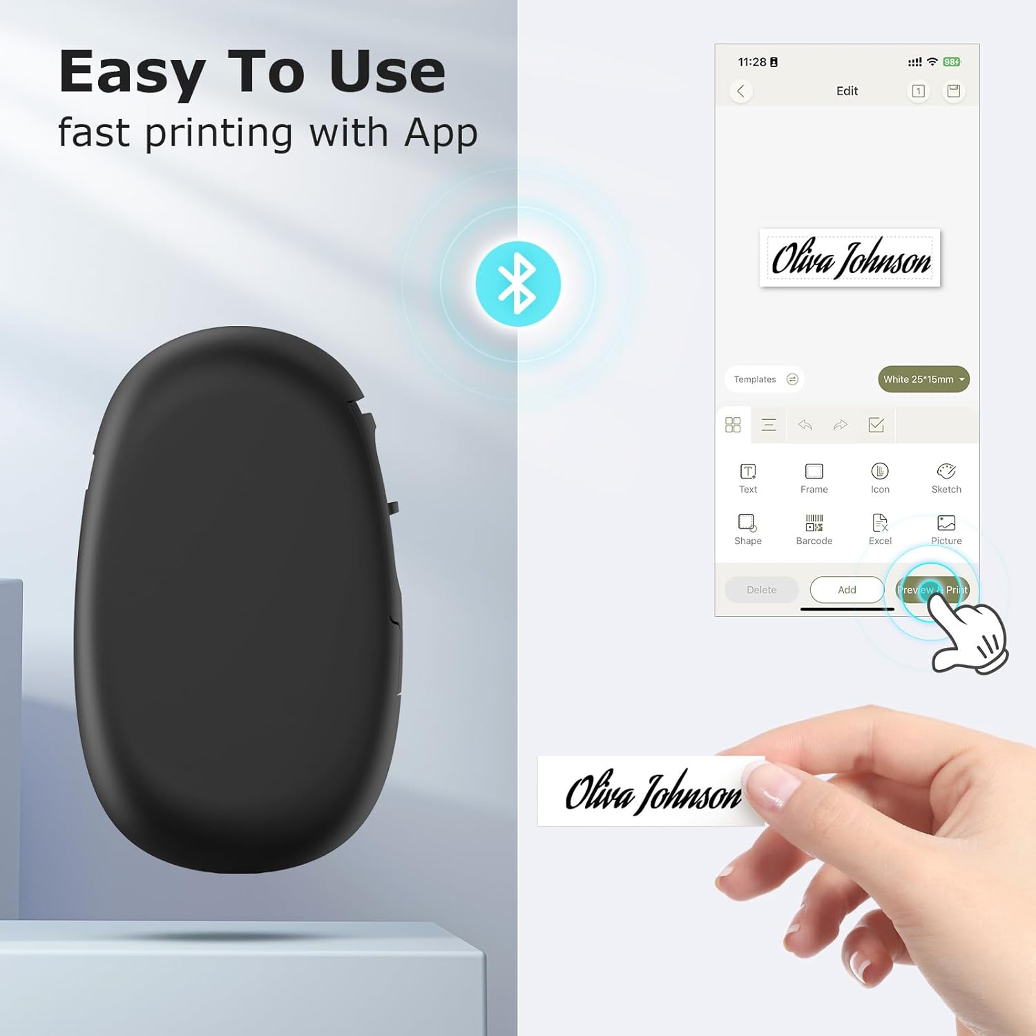 Detalle 1 de SUPVAN E10 Mini Bluetooth Label Maker 600+ icons