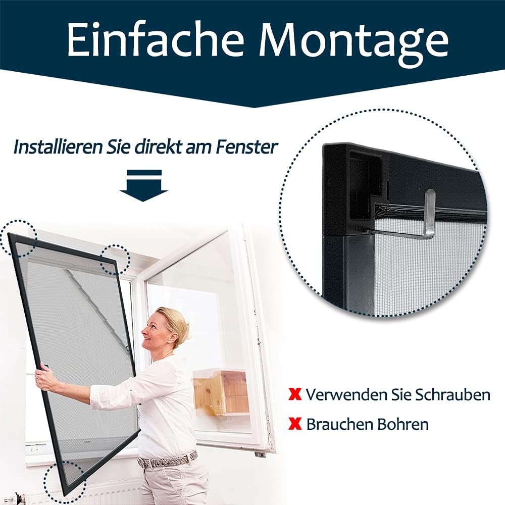 Thumbnail 4 de HENGMEI vliegenraam 120 x 140 cm met aluminium frame, antraciet