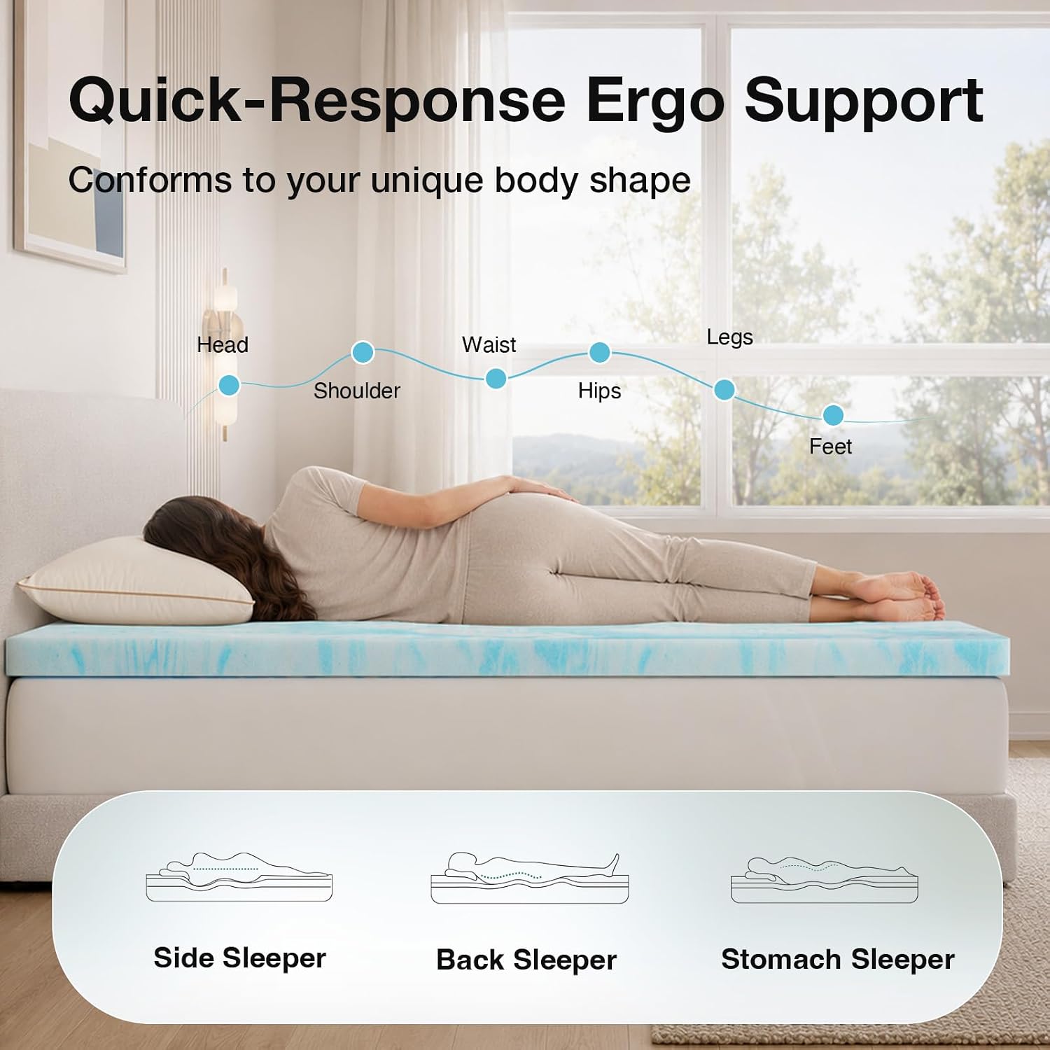 Detalle 2 de Novilla Memory Foam Mattress Topper, California King