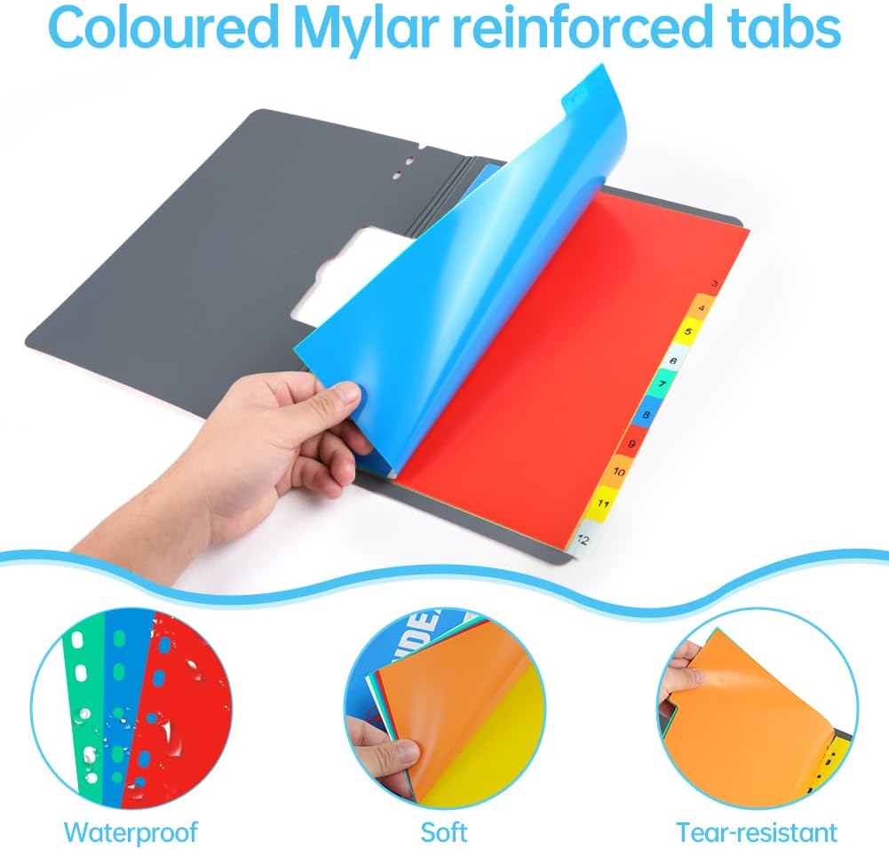 Detalle de OFFCUP A4-tabbladen, 5 sets met 12 genummerde tabs in 6 kleuren