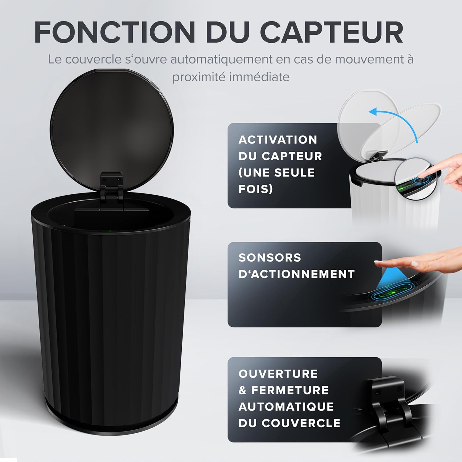 Thumbnail 1 de ovimar Senja – Poubelle de salle de bain ronde à capteur, 7 L