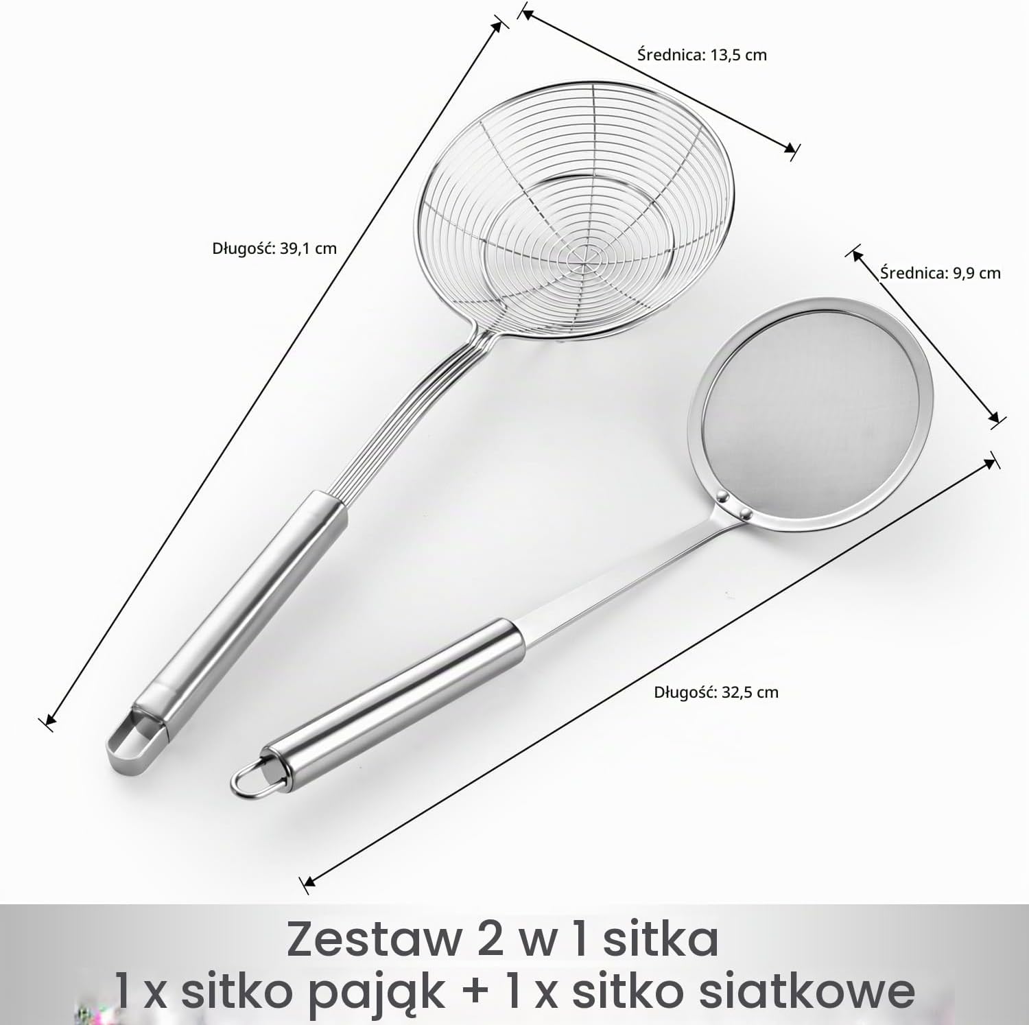 Detalle de Dehov SY-XL – zestaw sitek kuchennych ze stali nierdzewnej, pająk 14 cm