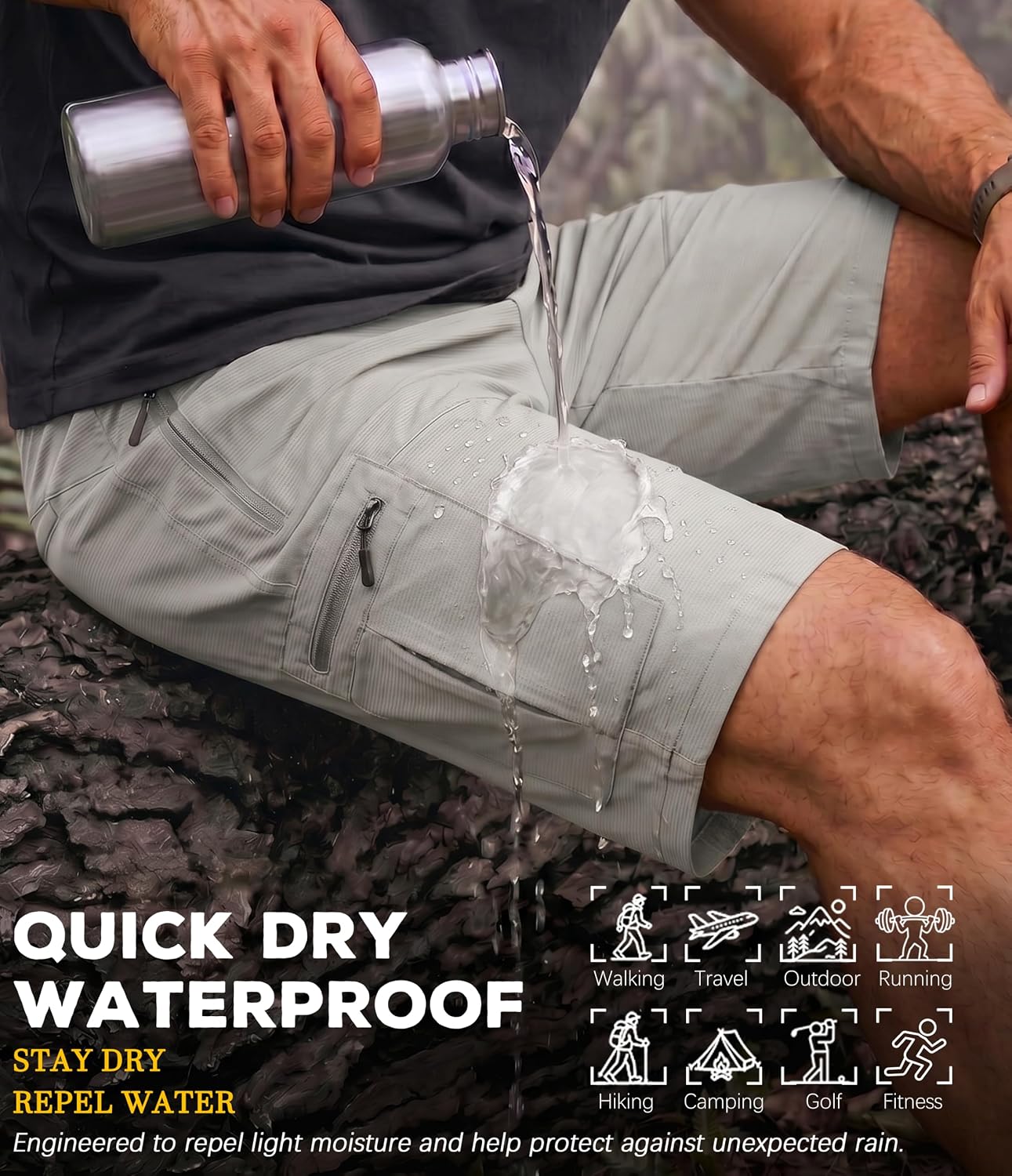 Detalle 2 de Yufawow Men's Cargo Shorts 9-Inch