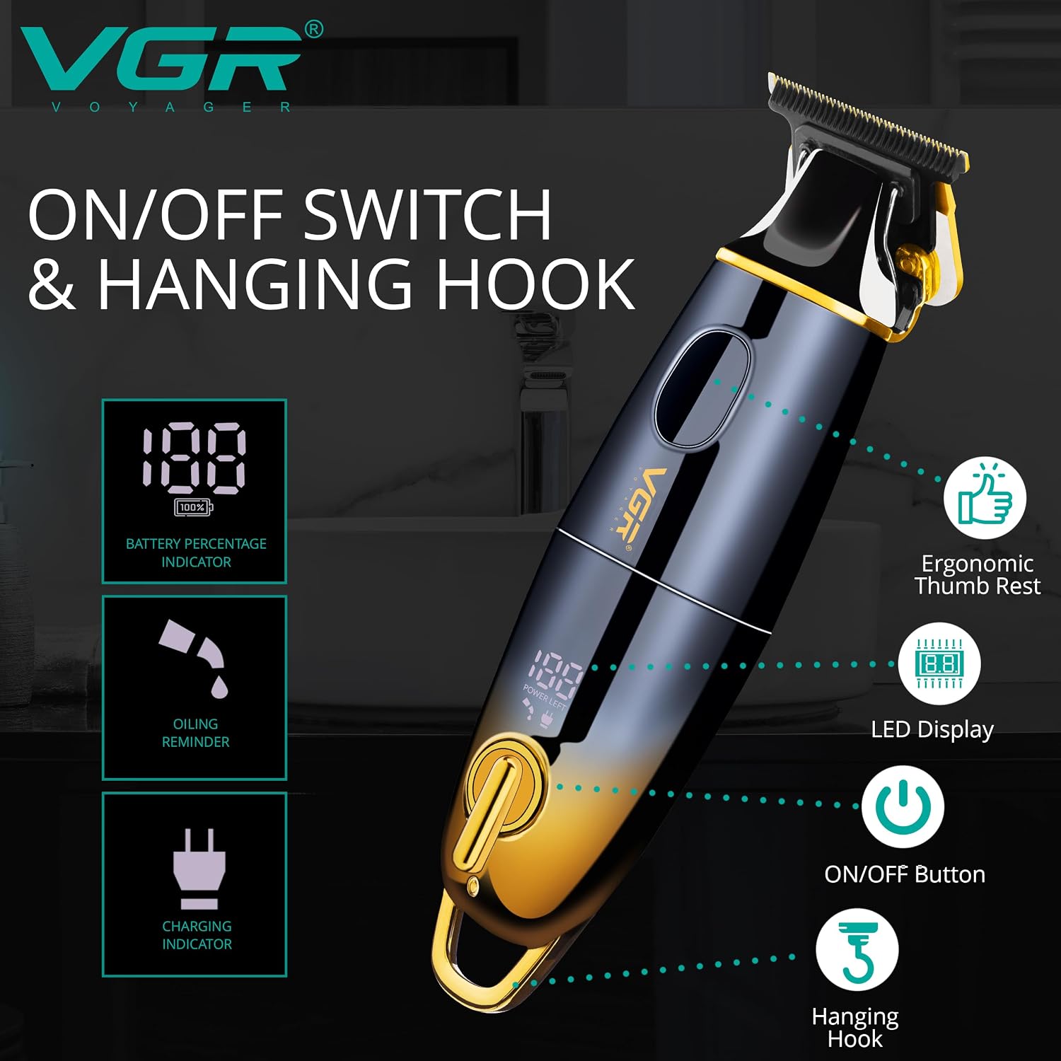 Thumbnail 5 de VGR Professional Beard Trimmer 180 min ⌛