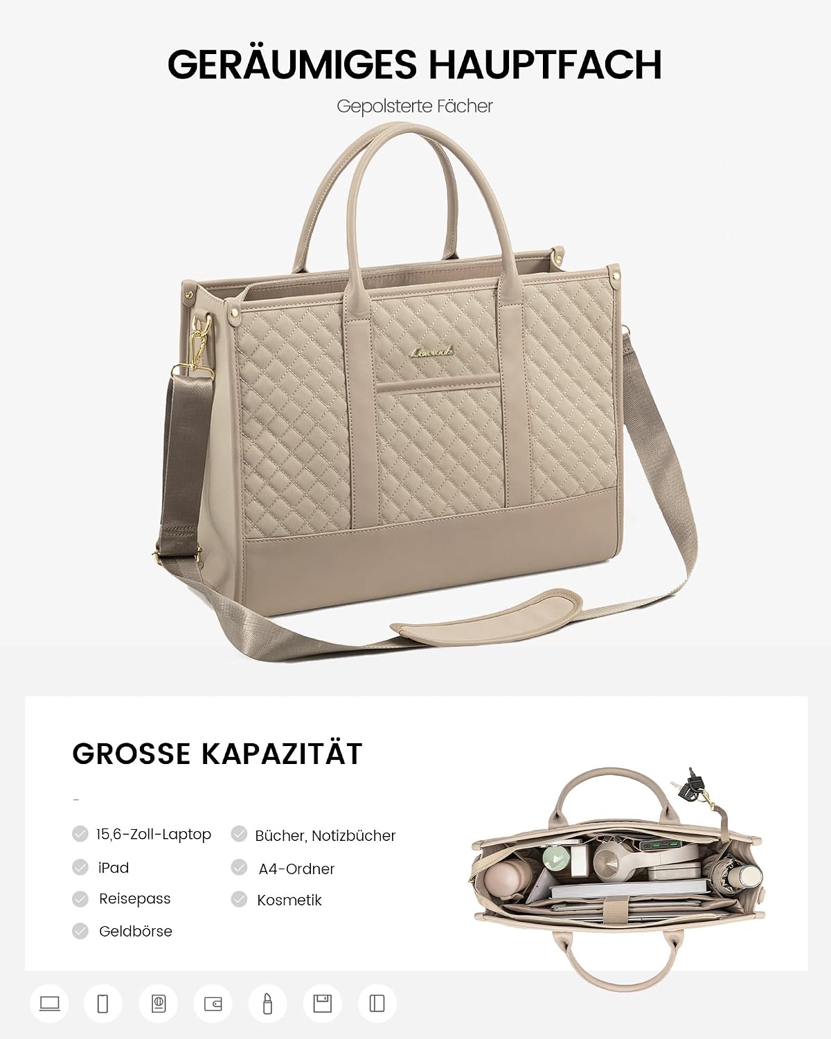 Detalle de LOVEVOOK Laptoptasche 15,6 Zoll Business