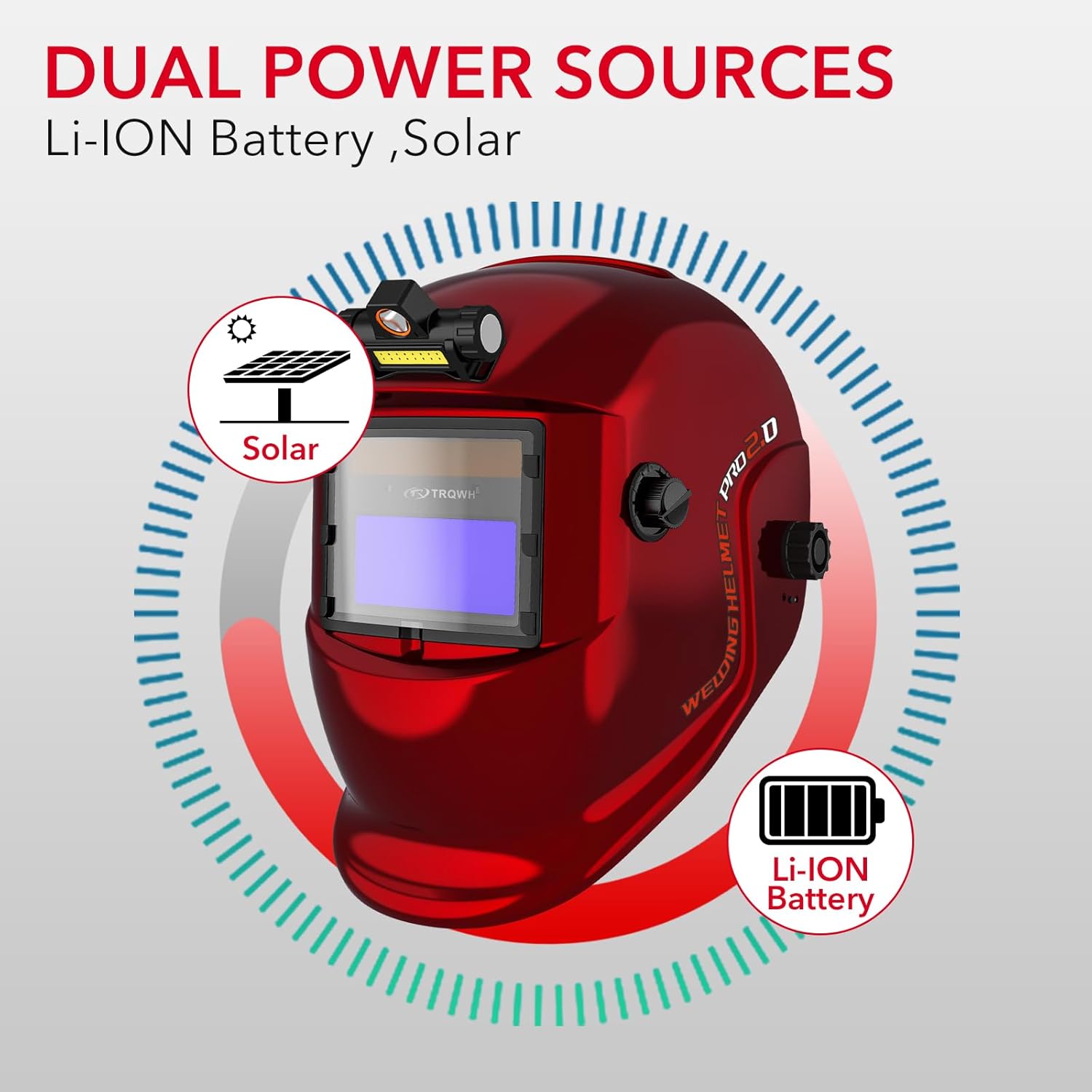 Thumbnail 4 de TRQWH Welding Helmet with Light True Color Auto Darkening Shield (2 Arc Sensors, 4/9-13) for TIG/MIG/ARC