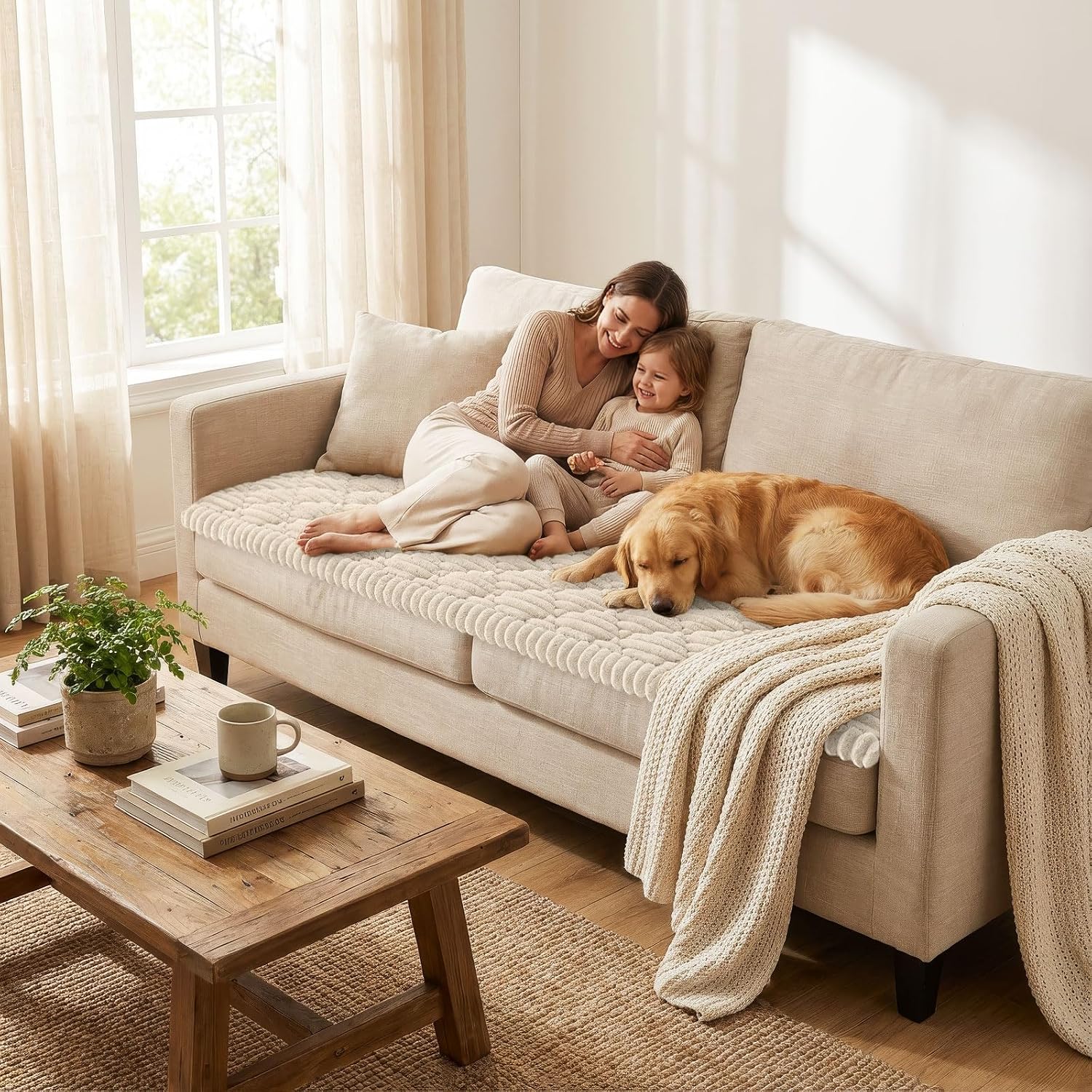 Detalle 2 de Smiry FLRCWDZ05 Dog Couch Cover, Washable Polyester, Apricot, 27.6" x 59