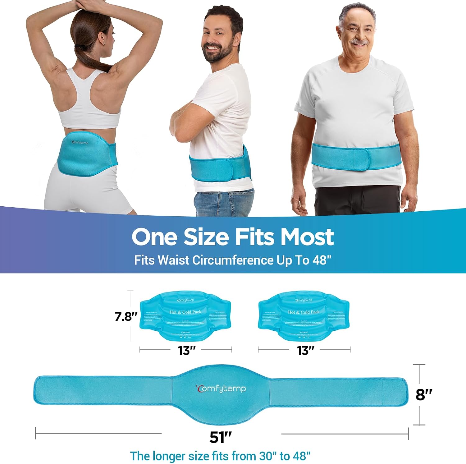 Thumbnail 2 de Comfytemp Ice Pack for Back Pain Relief (2 Gel Packs) — Reusable Lower Back Gel Wrap