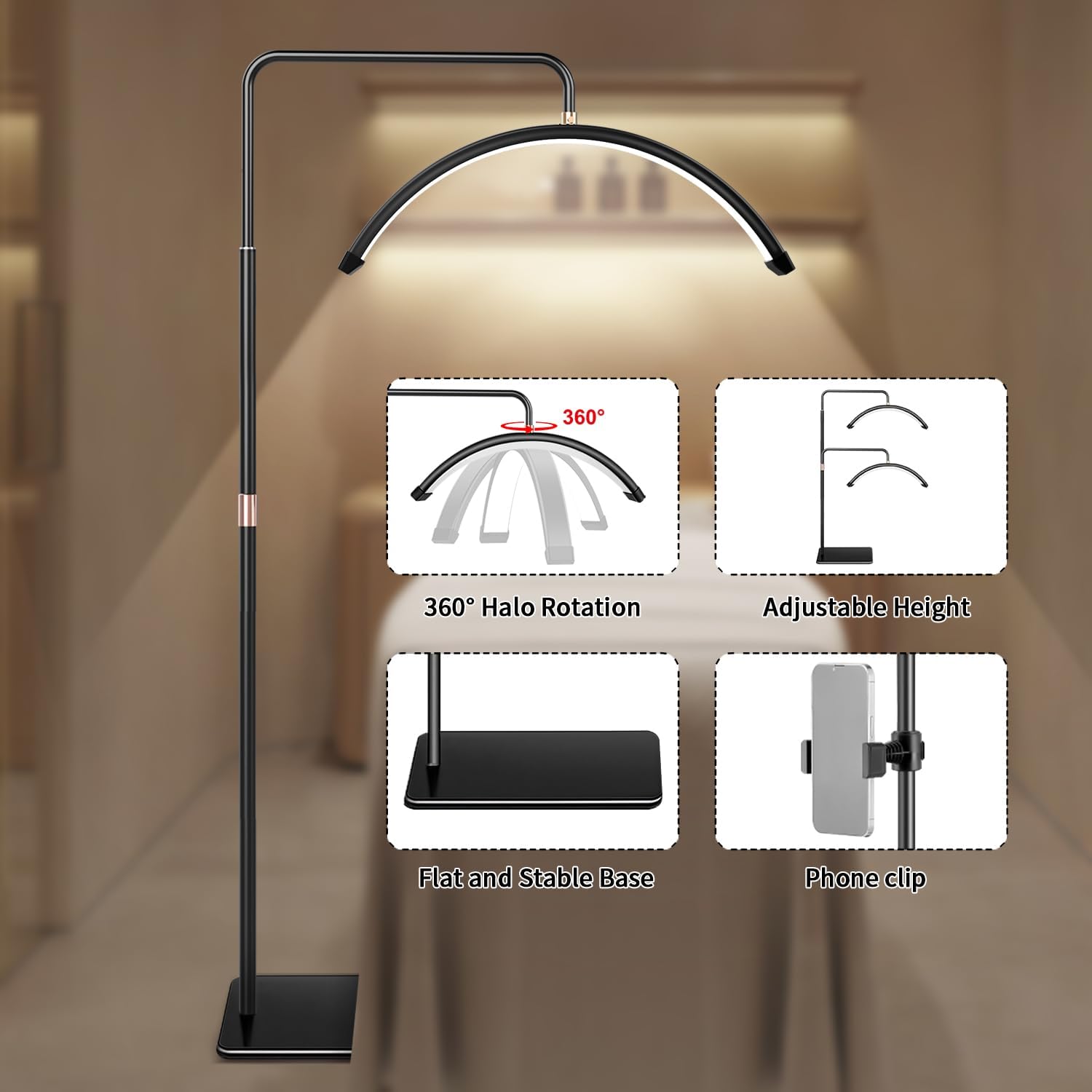 Thumbnail 6 de Lampe de Sol Demi-Lune pour Cils — Anneau LED réglable