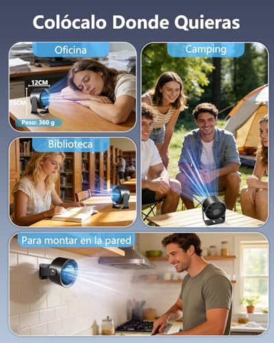 Detalle de DDKJ Ventilador de Mesa Silencioso 2 en 1: versión 100 pasos, pantalla LED y batería de 4000 mAh