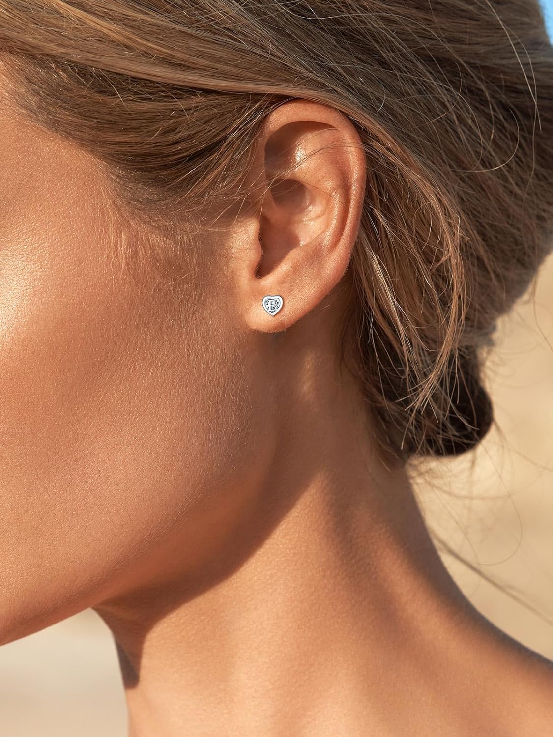 Detalle 2 de Supcare Orecchini Donna Argento 925 con Cuore e Lettera Iniziale A–Z | Zirconi Anallergici, Confezione Regalo