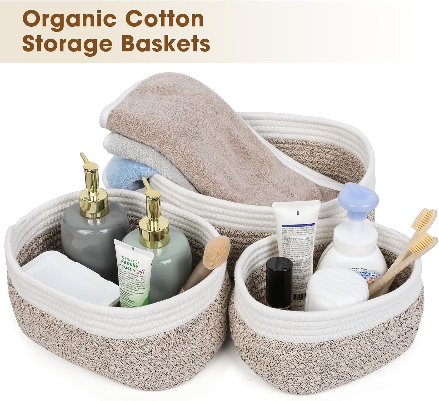 Detalle 2 de Cozary Cestas organizadoras 3 piezas gris