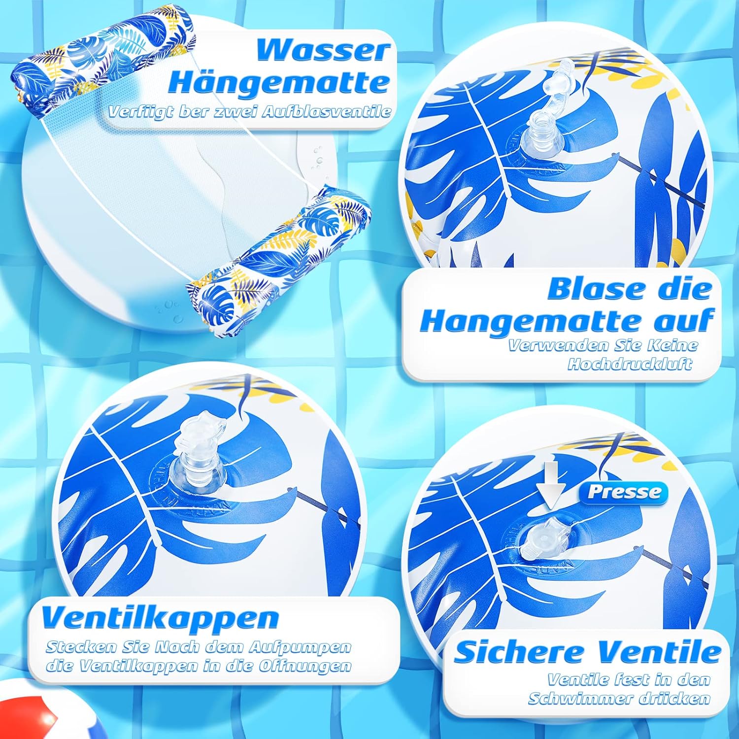 Detalle de Amteker Luftmatratze Pool XL – 4-in-1 Wasserhängematte für Erwachsene