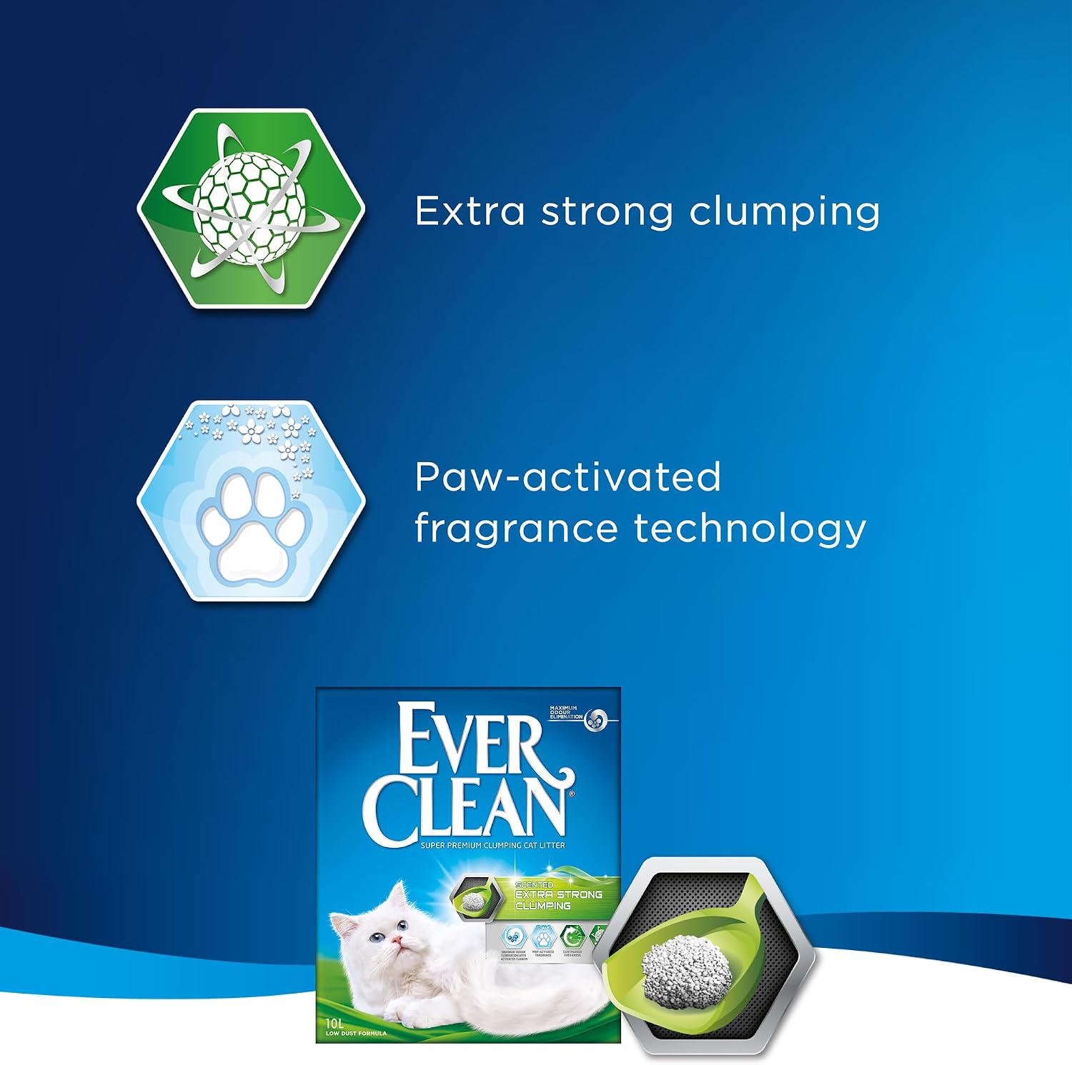 Detalle 2 de Ever Clean Extra Strong Clumping Cat Litter, 10L – Scented, Activated Carbon Odour Control