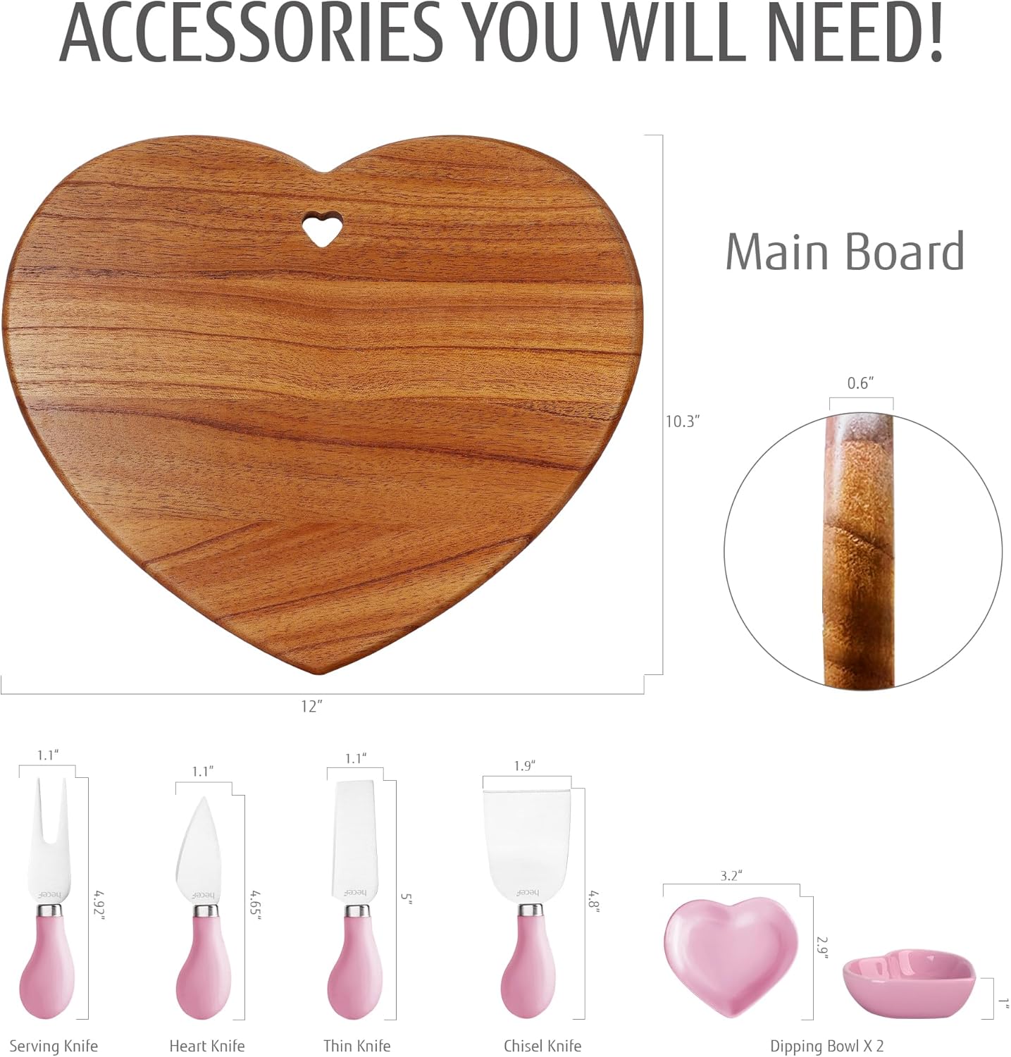 Thumbnail 2 de hecef 7pcs Cheese Board Set 12x10.3 in 💝