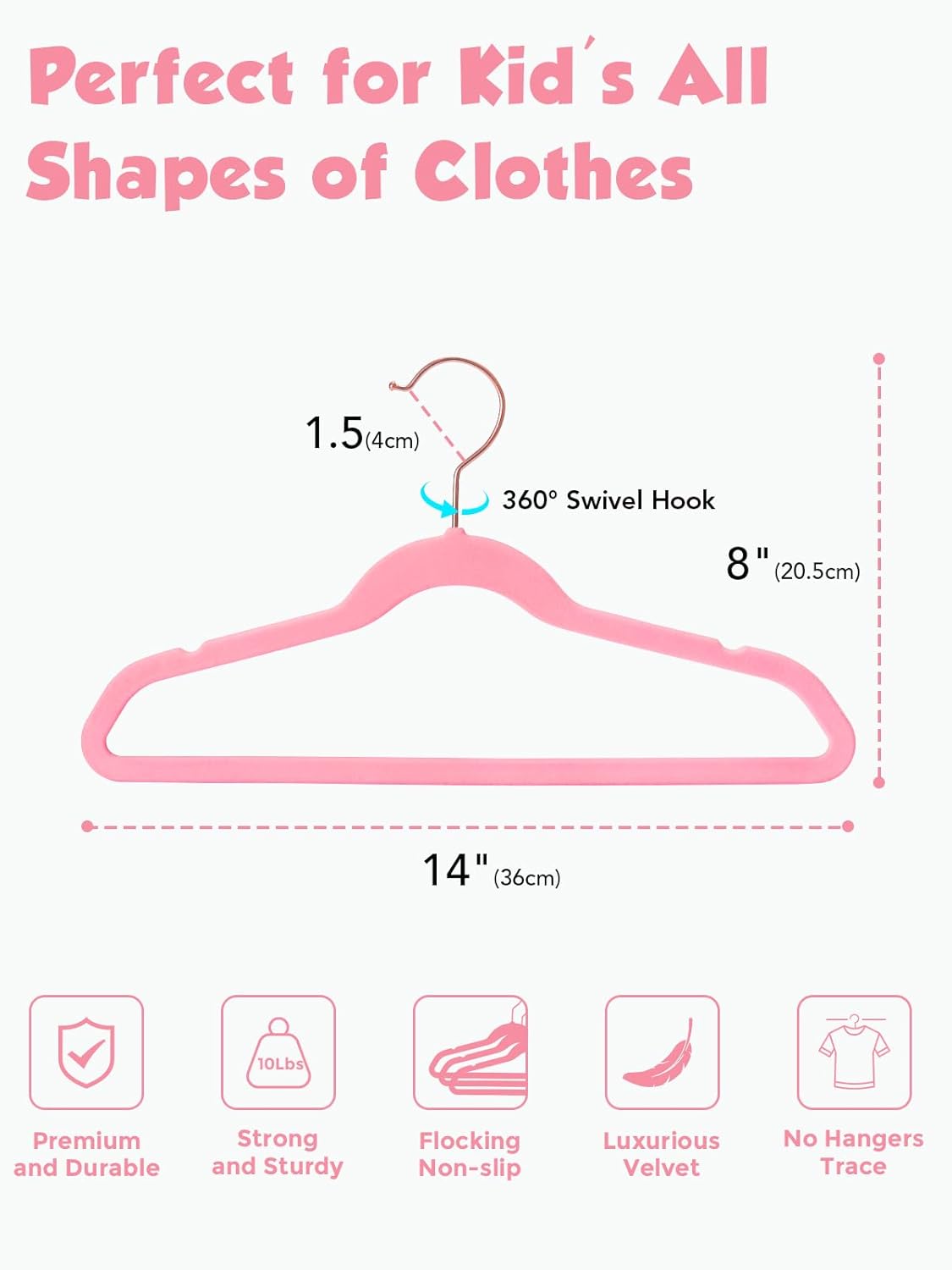 Thumbnail 3 de Smartor Kids Velvet Hangers 14 in, 50-pack